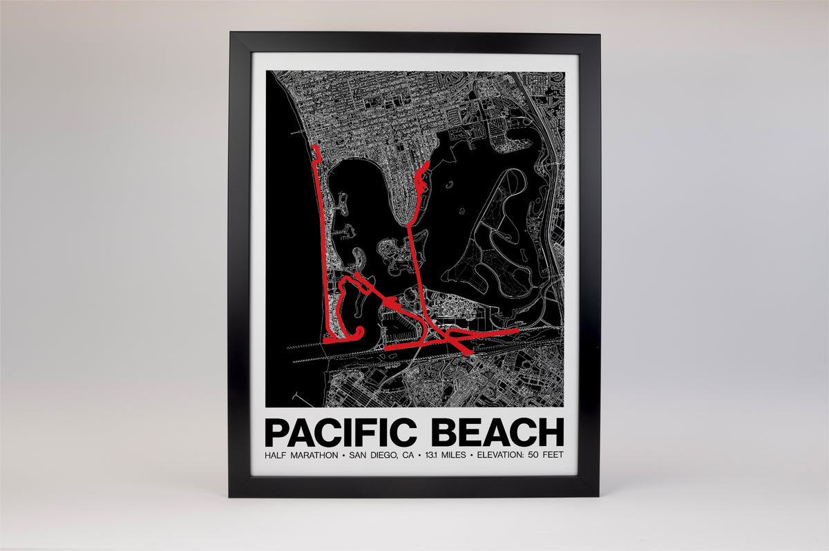 Pacific Beach Half Marathon Poster - Grid Style