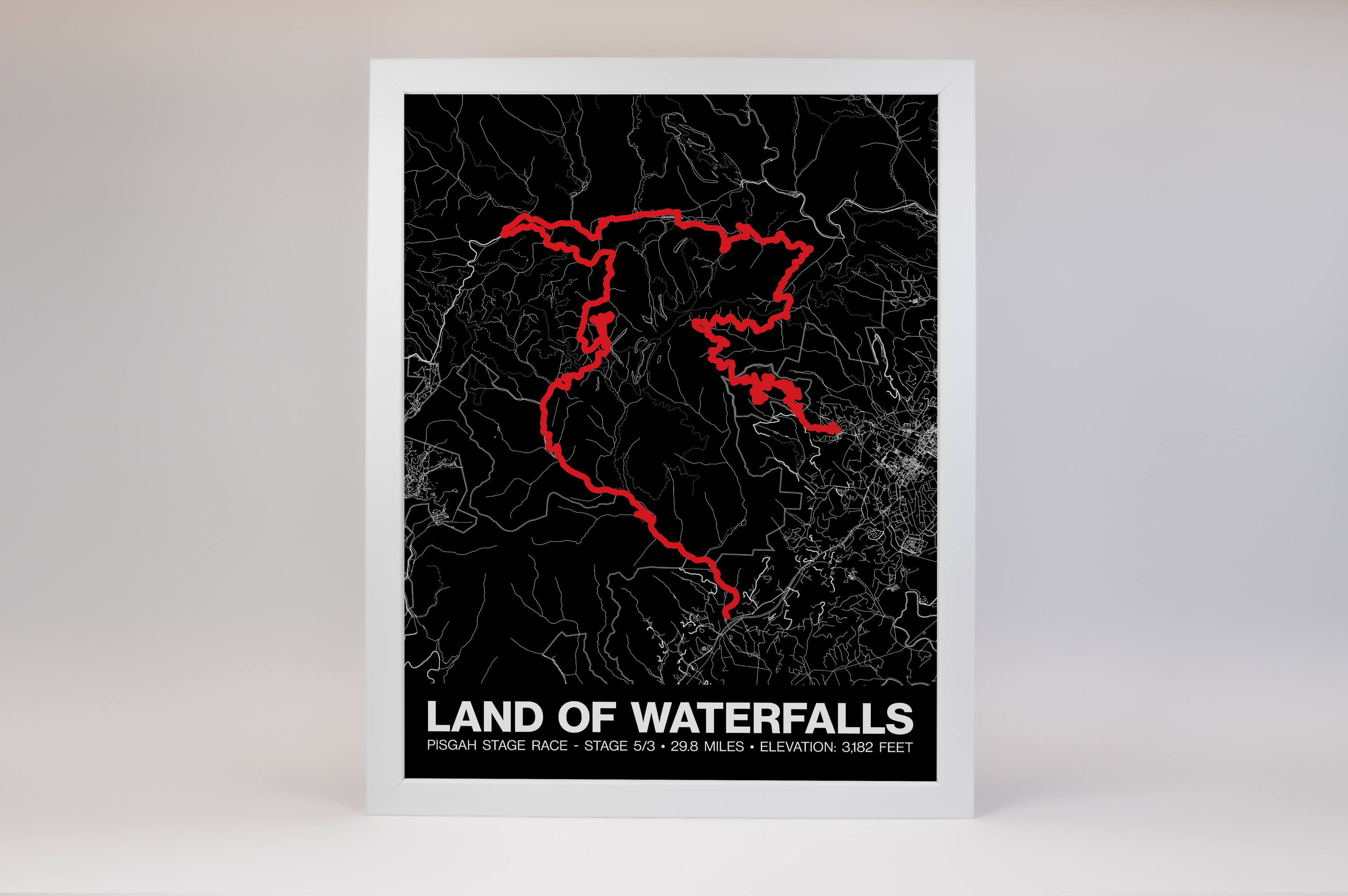 Pisgah Stage Race Land of Waterfalls Route Poster - Grid Style