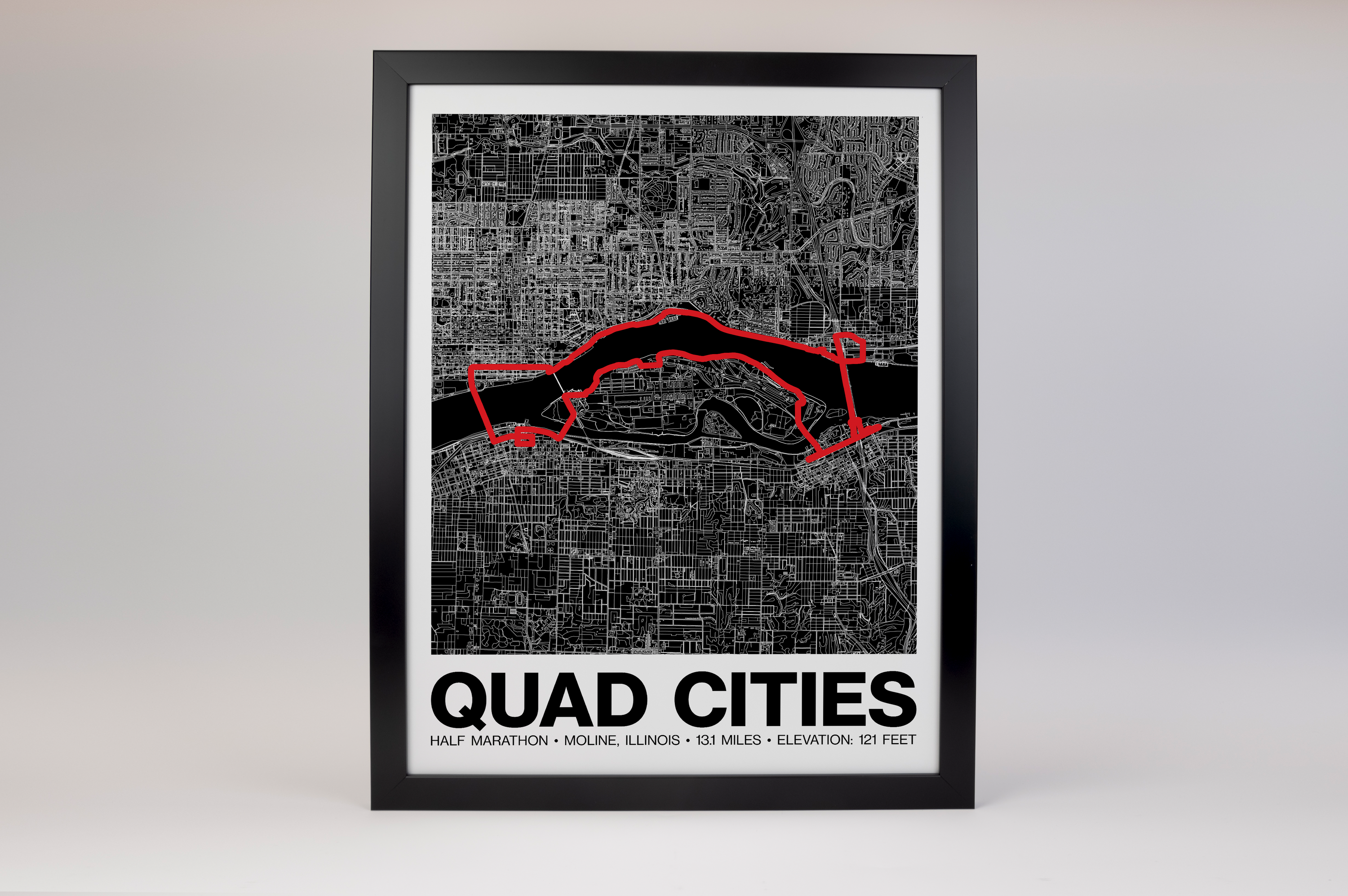 Quad Cities Half Marathon Poster - Grid Style