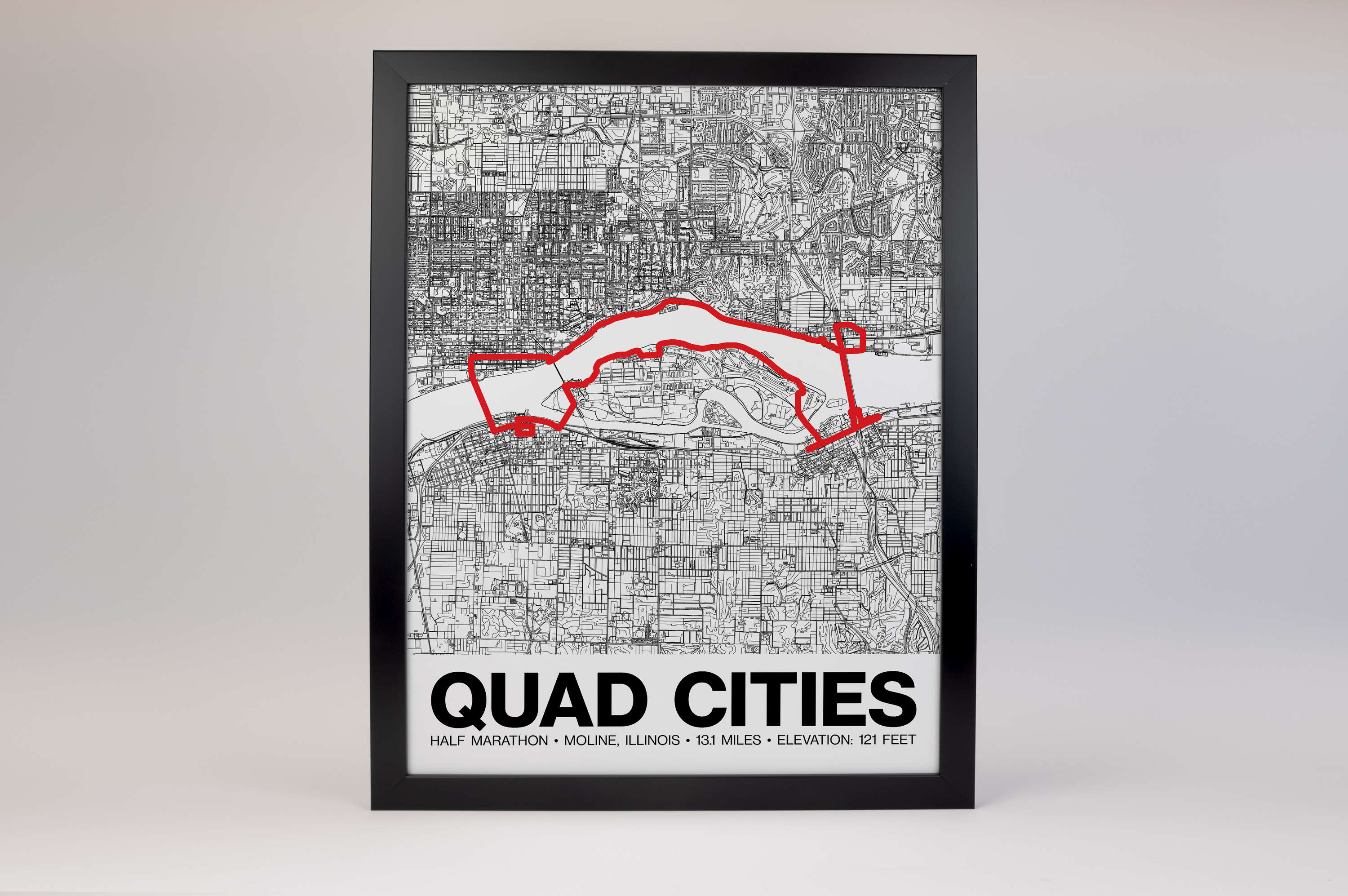 Quad Cities Half Marathon Poster - Grid Style