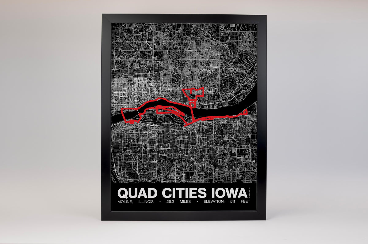 Quad Cities Iowa Marathon Poster - Grid Style