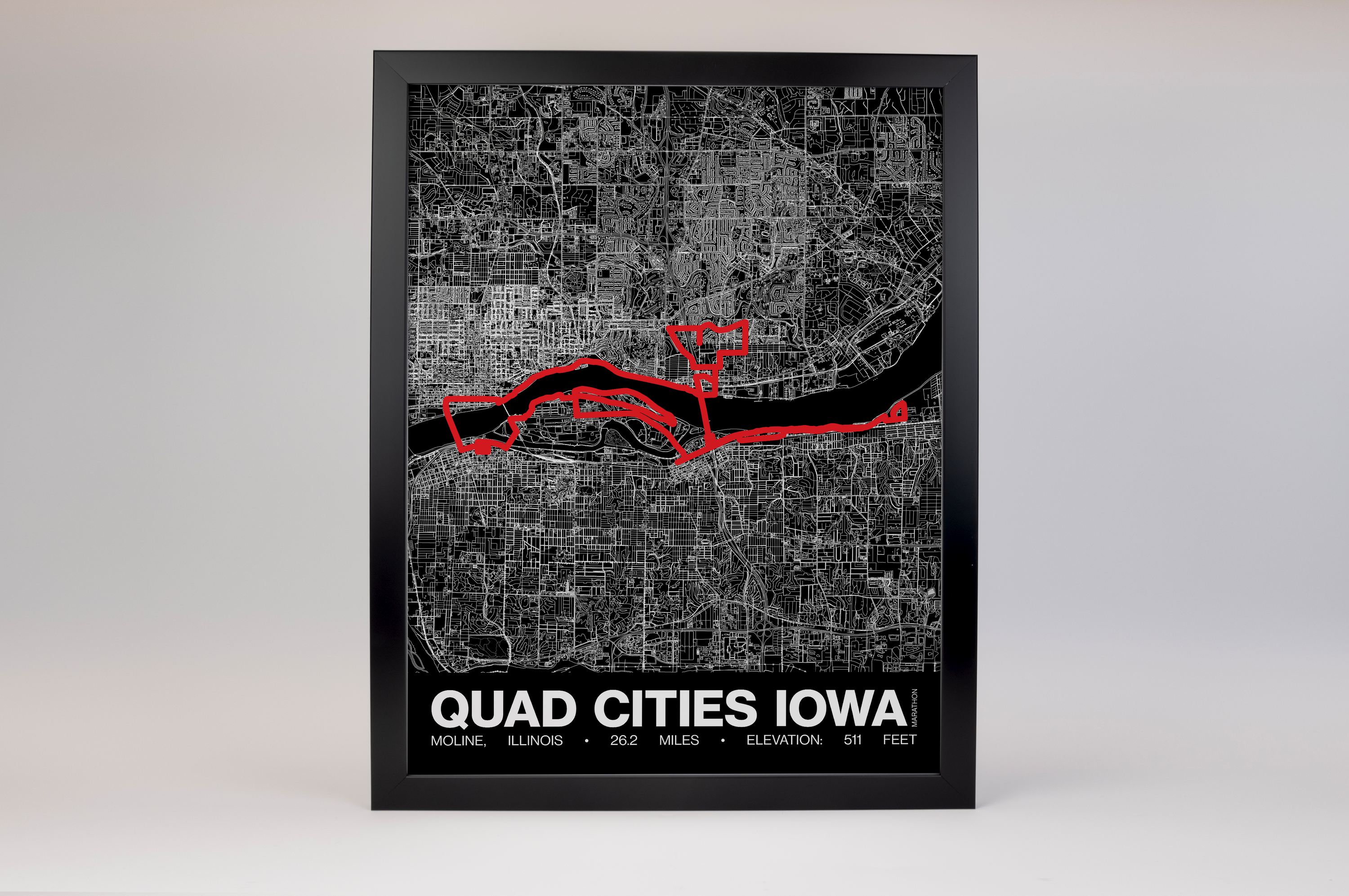 Quad Cities Iowa Marathon Poster - Grid Style