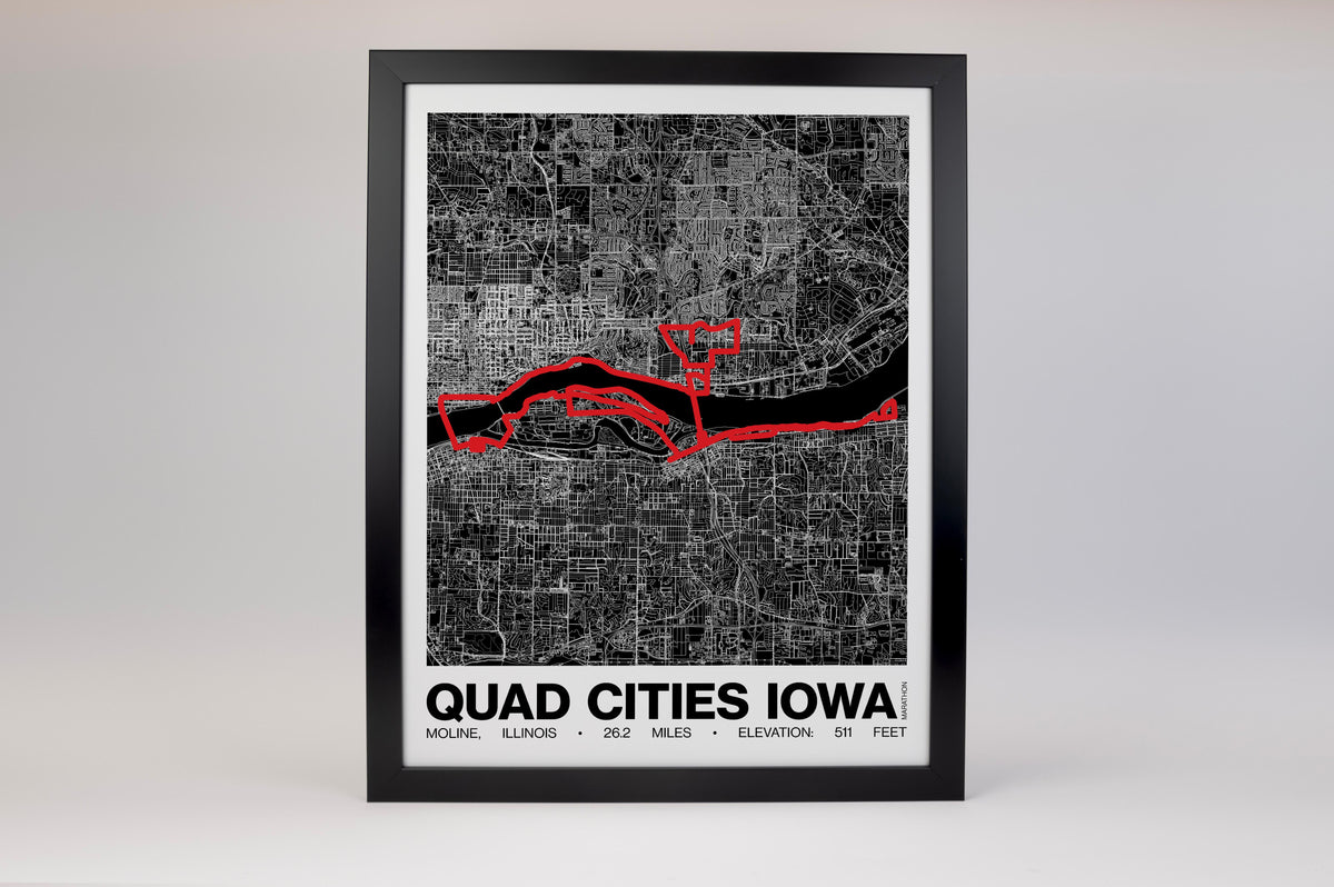 Quad Cities Iowa Marathon Poster - Grid Style