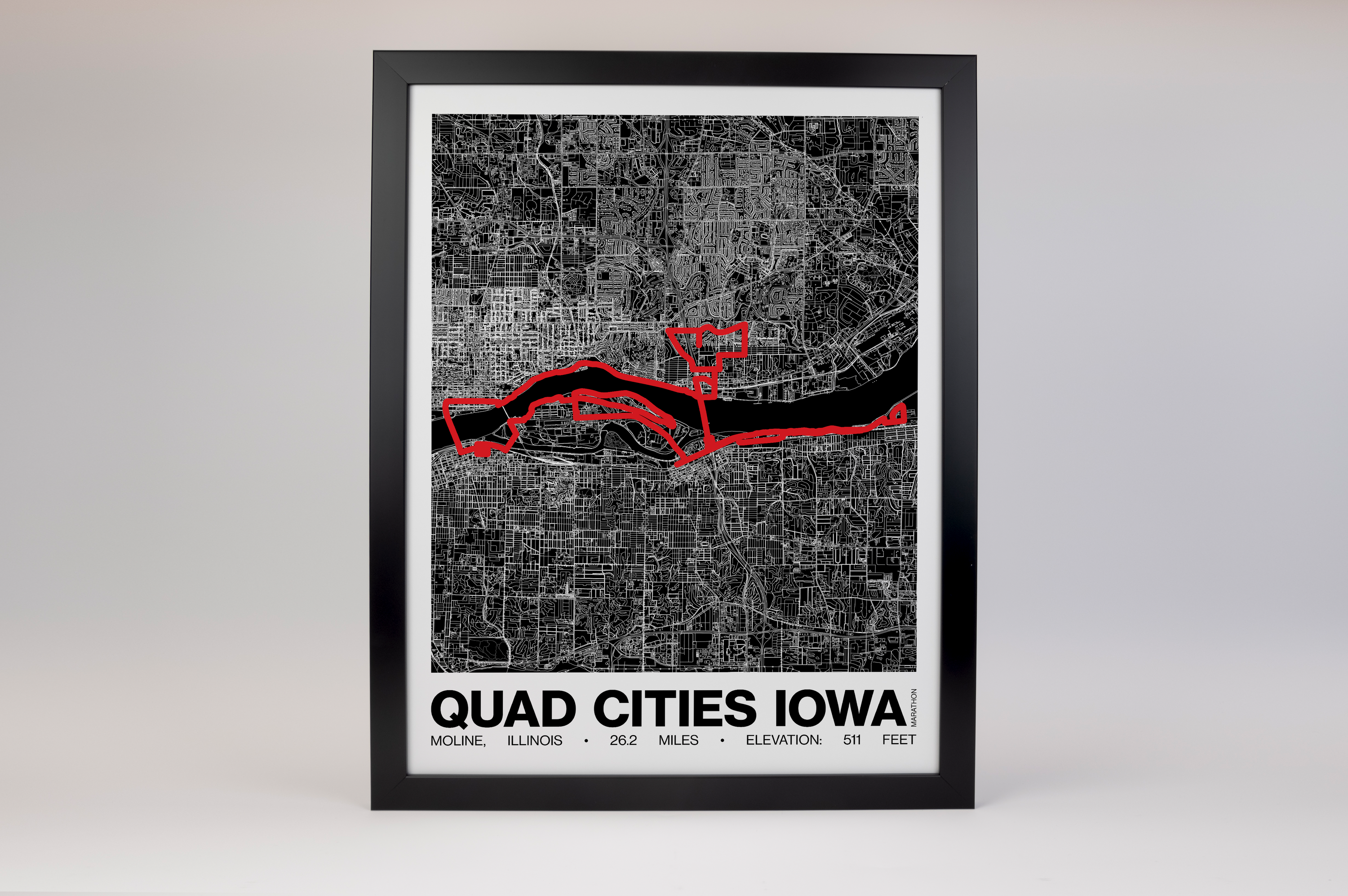 Quad Cities Iowa Marathon Poster - Grid Style