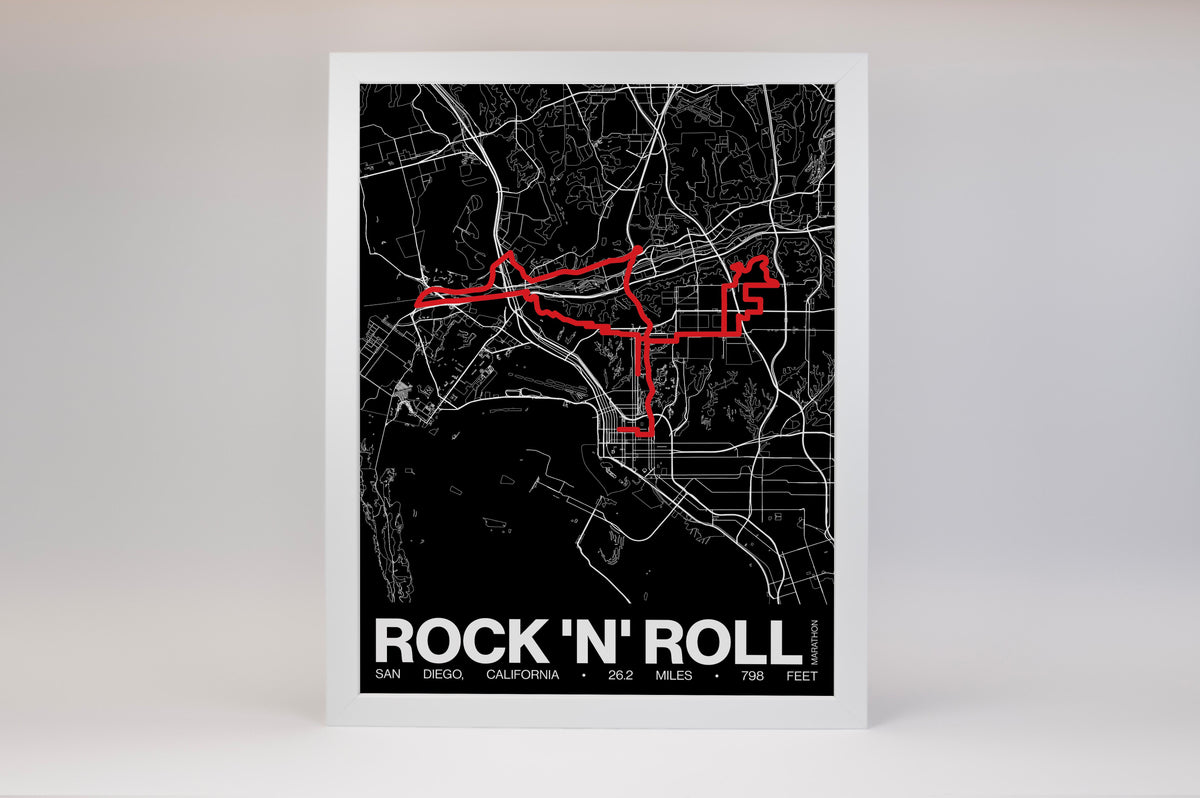 Rock 'n' Roll San Diego Marathon Poster - Grid Style