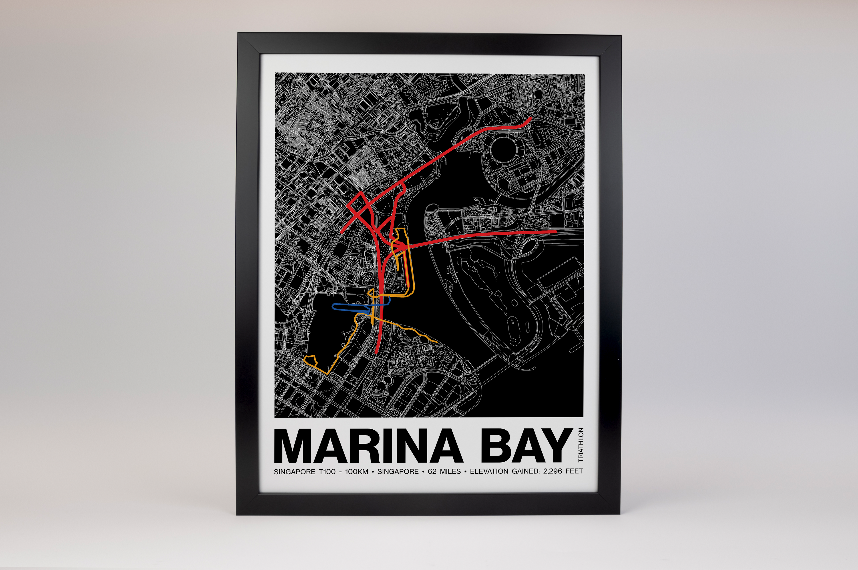 Singapore 100KM Triathlon Poster - Grid Style