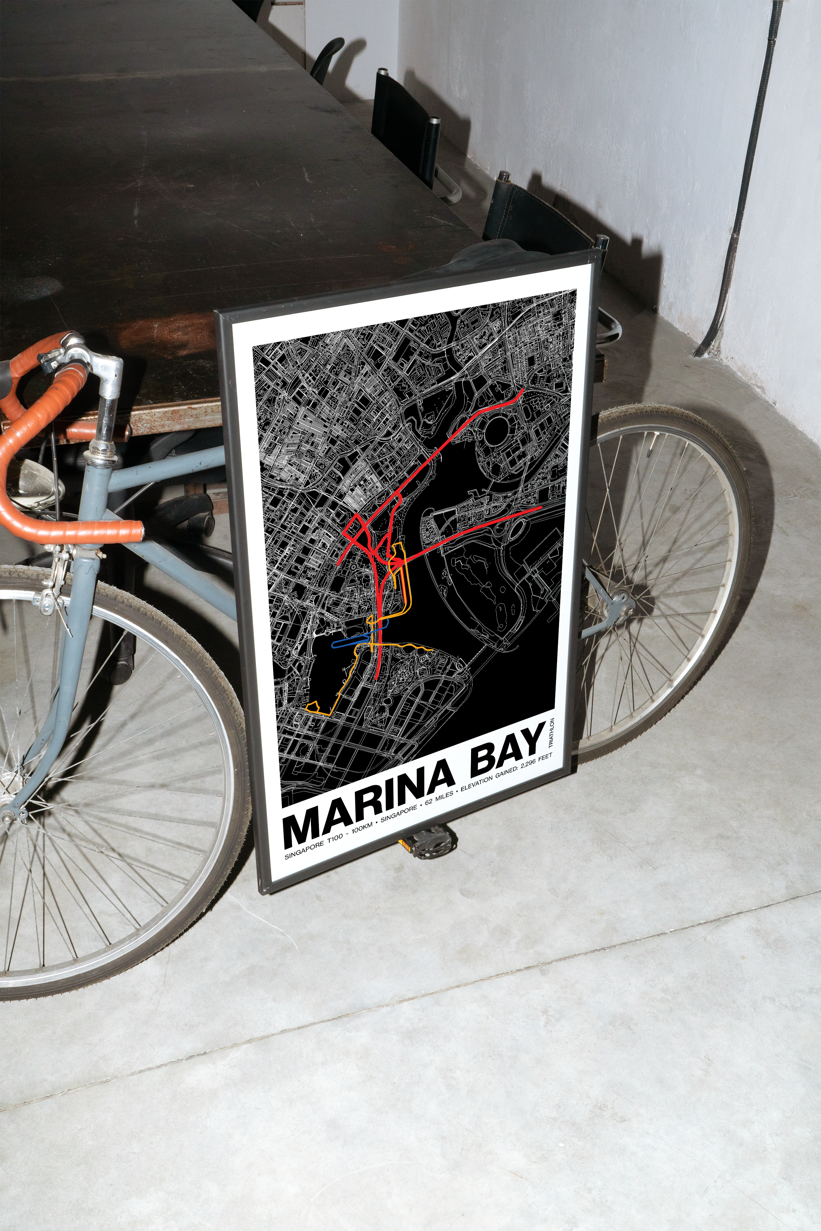 Singapore 100KM Triathlon Poster - Grid Style