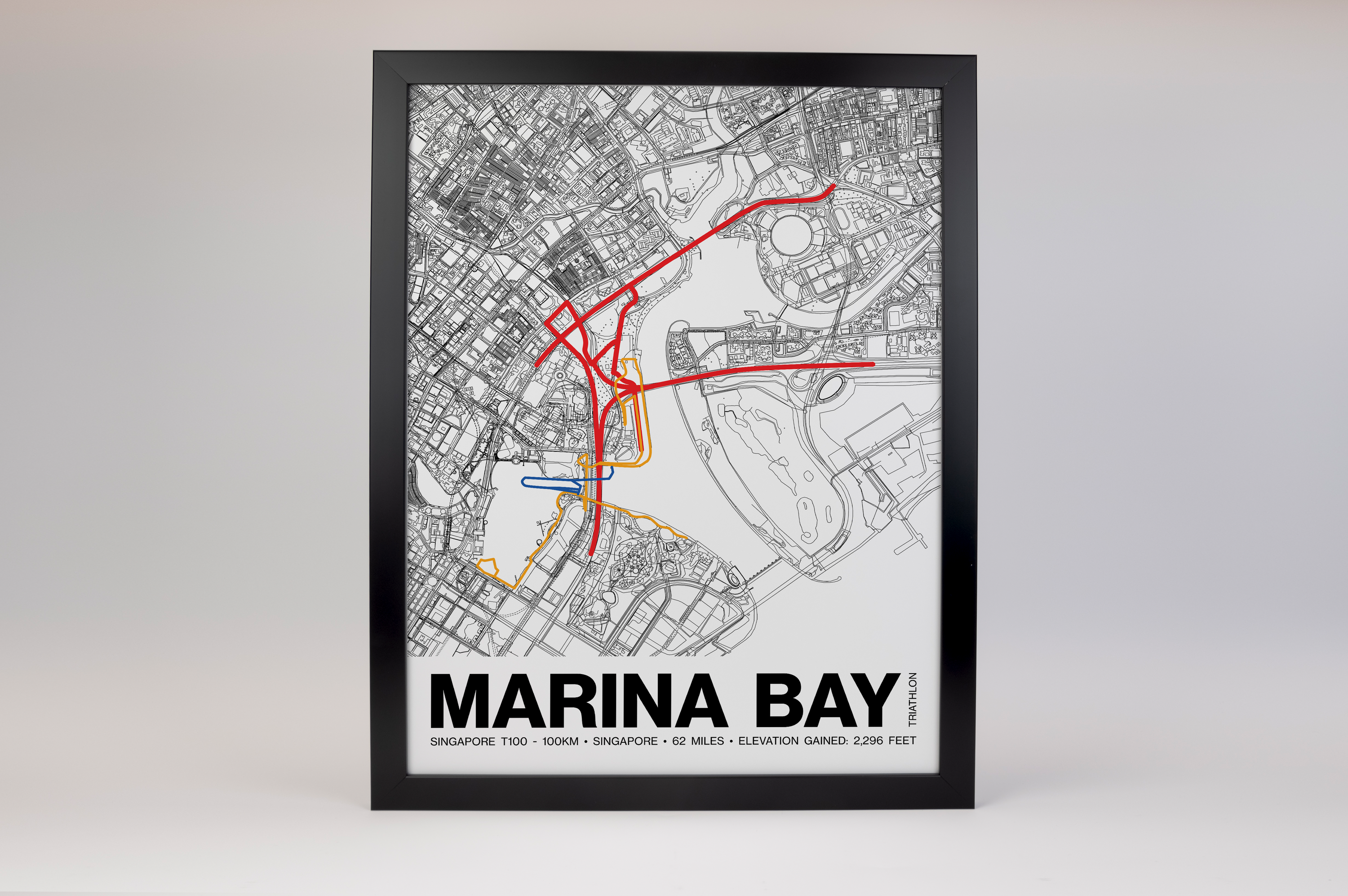 Singapore 100KM Triathlon Poster - Grid Style