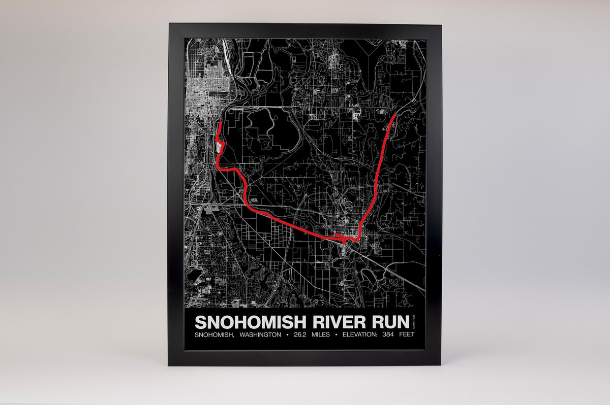 Snohomish River Run Marathon Poster - Grid Style