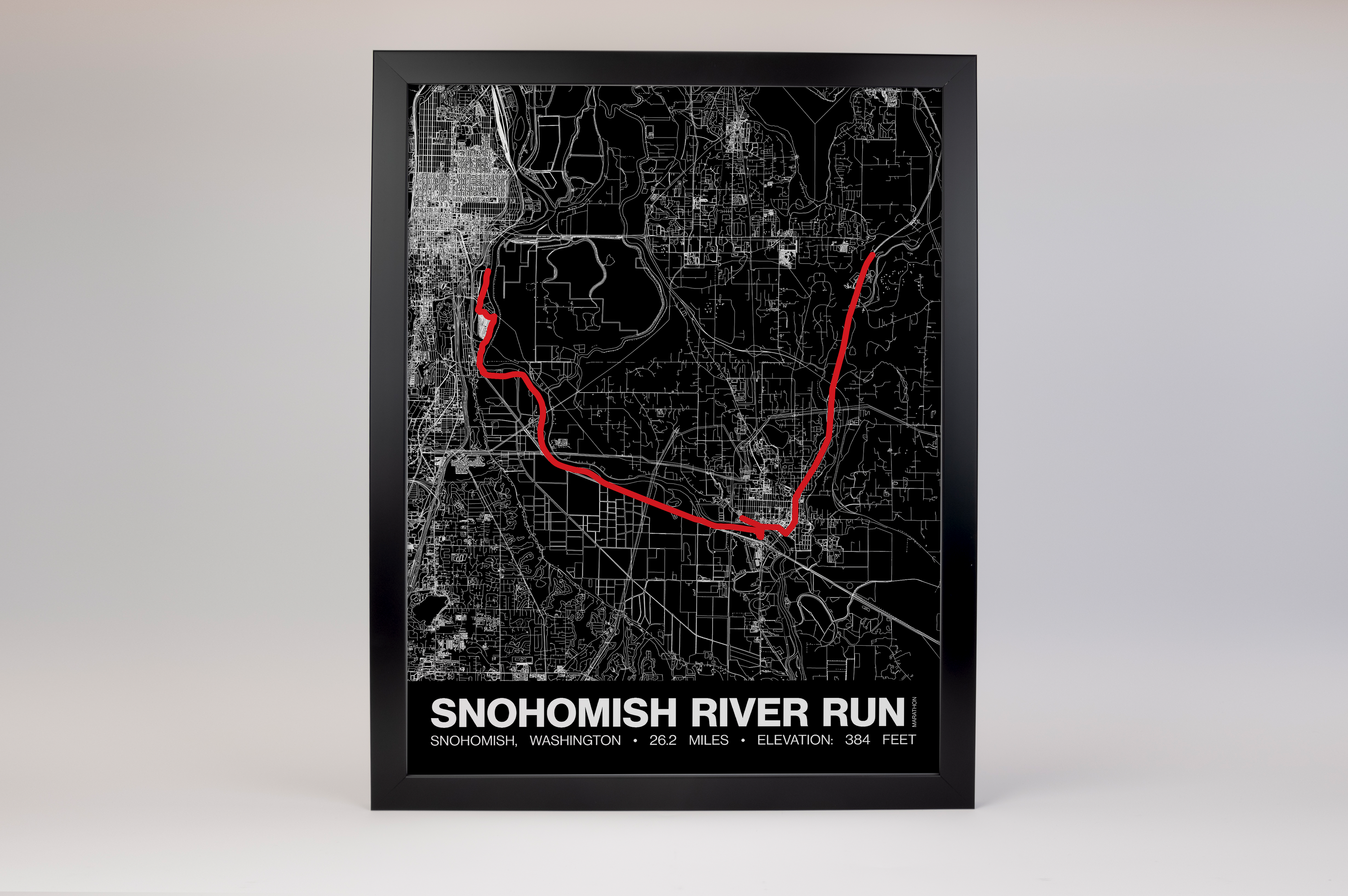 Snohomish River Run Marathon Poster - Grid Style