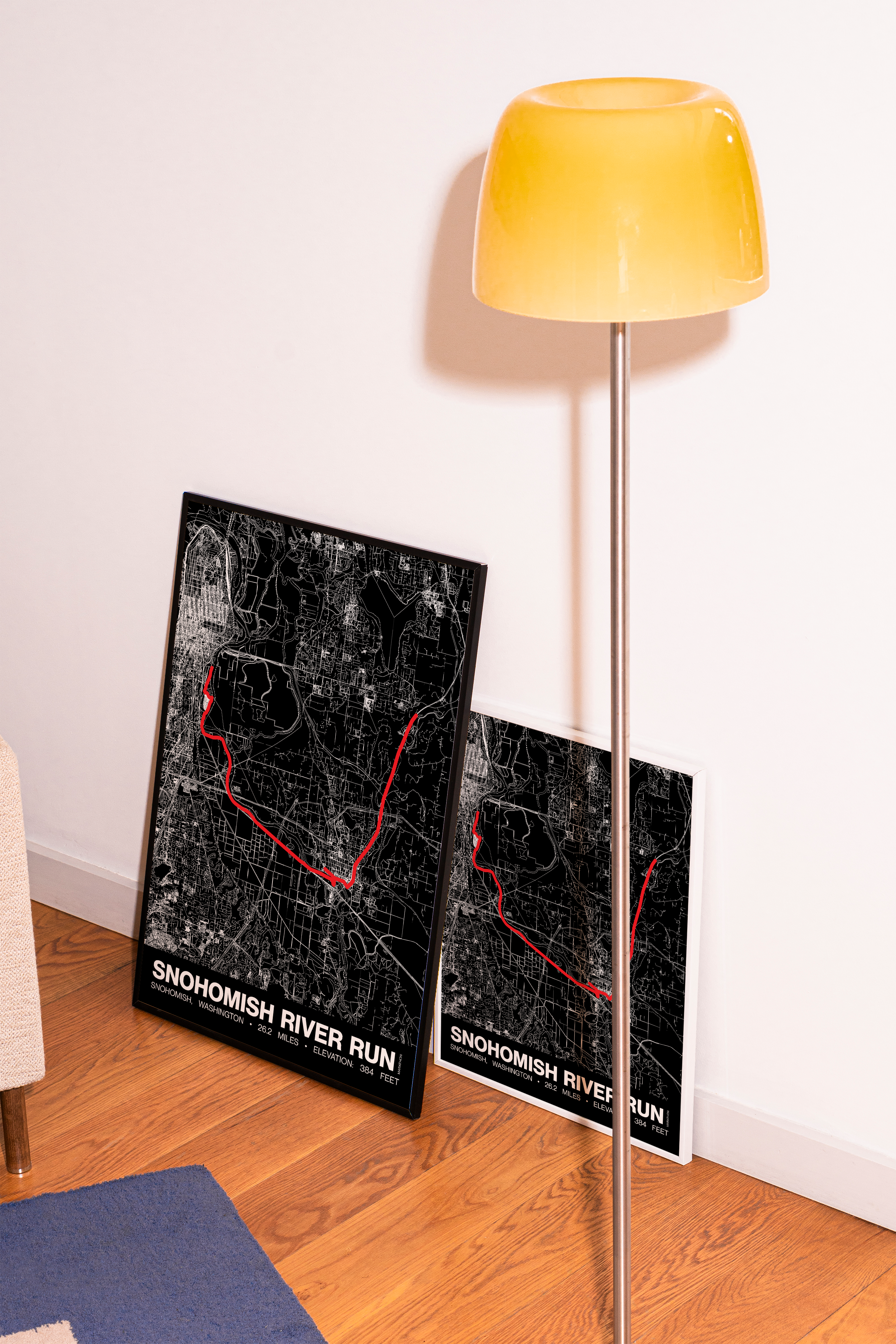 Snohomish River Run Marathon Poster - Grid Style