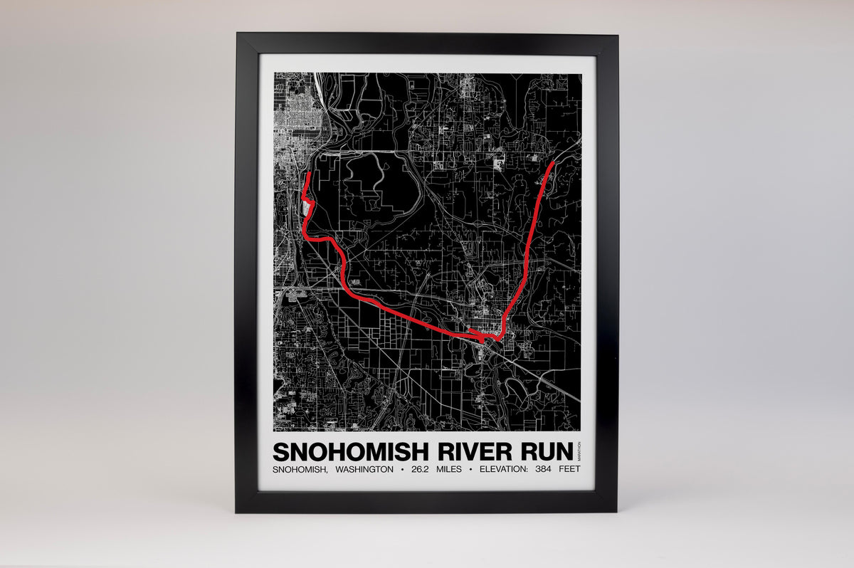 Snohomish River Run Marathon Poster - Grid Style