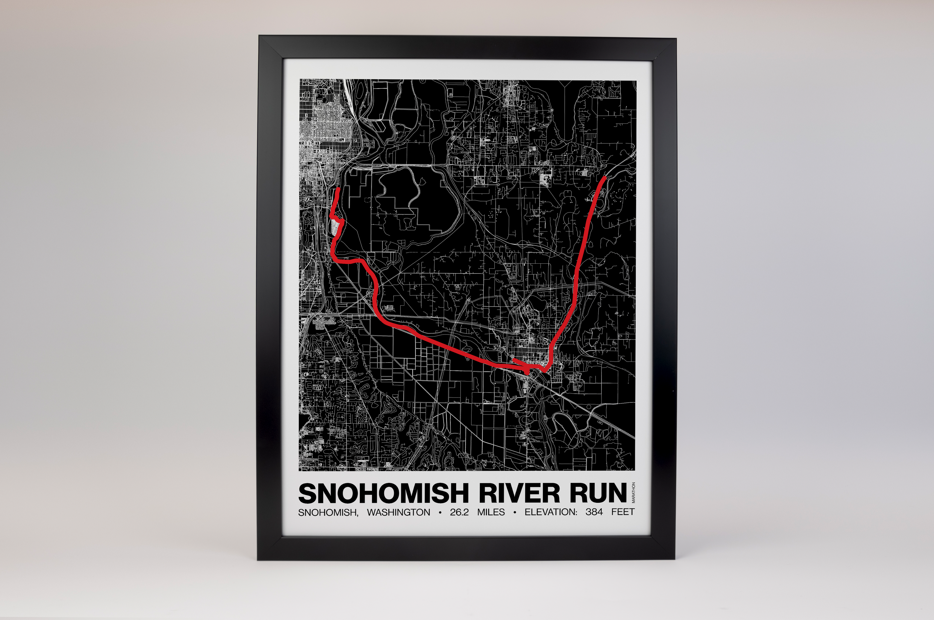 Snohomish River Run Marathon Poster - Grid Style