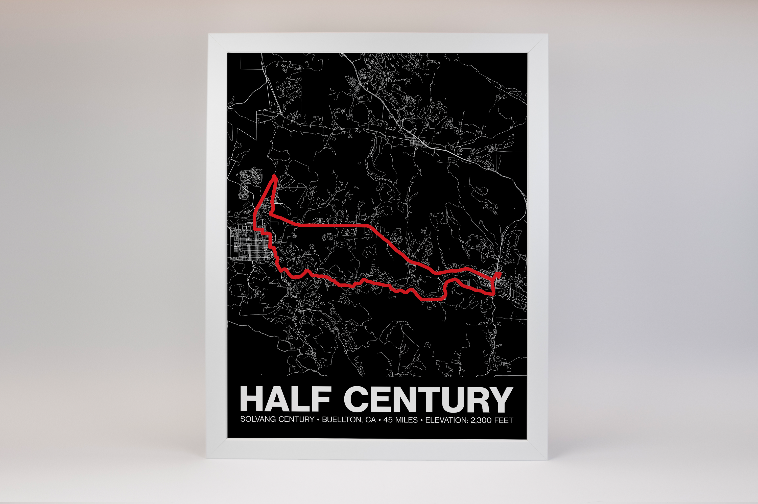 Solvang Half Century Route Poster - Grid Style