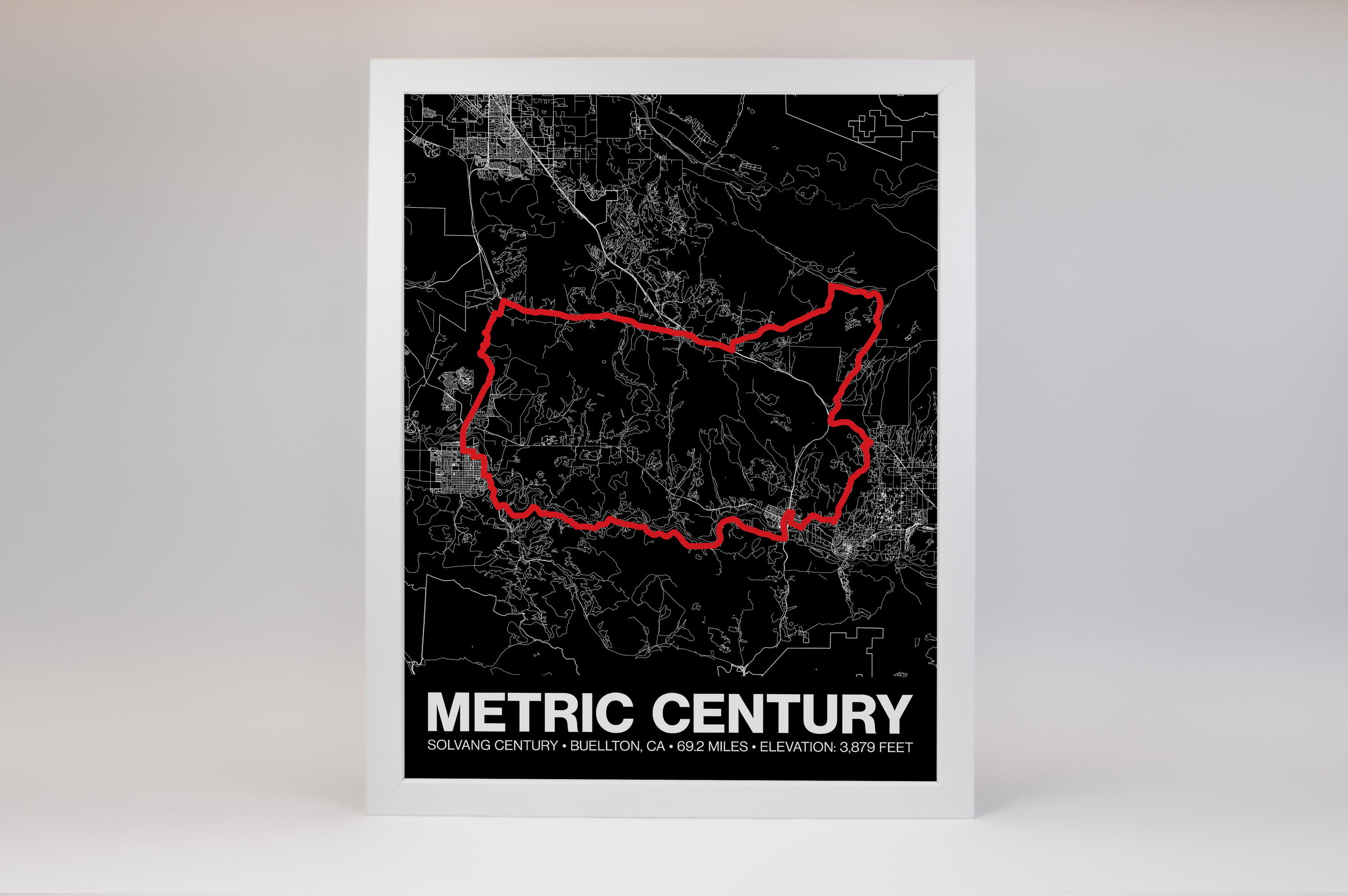 Solvang Metric Century Route Poster - Grid Style