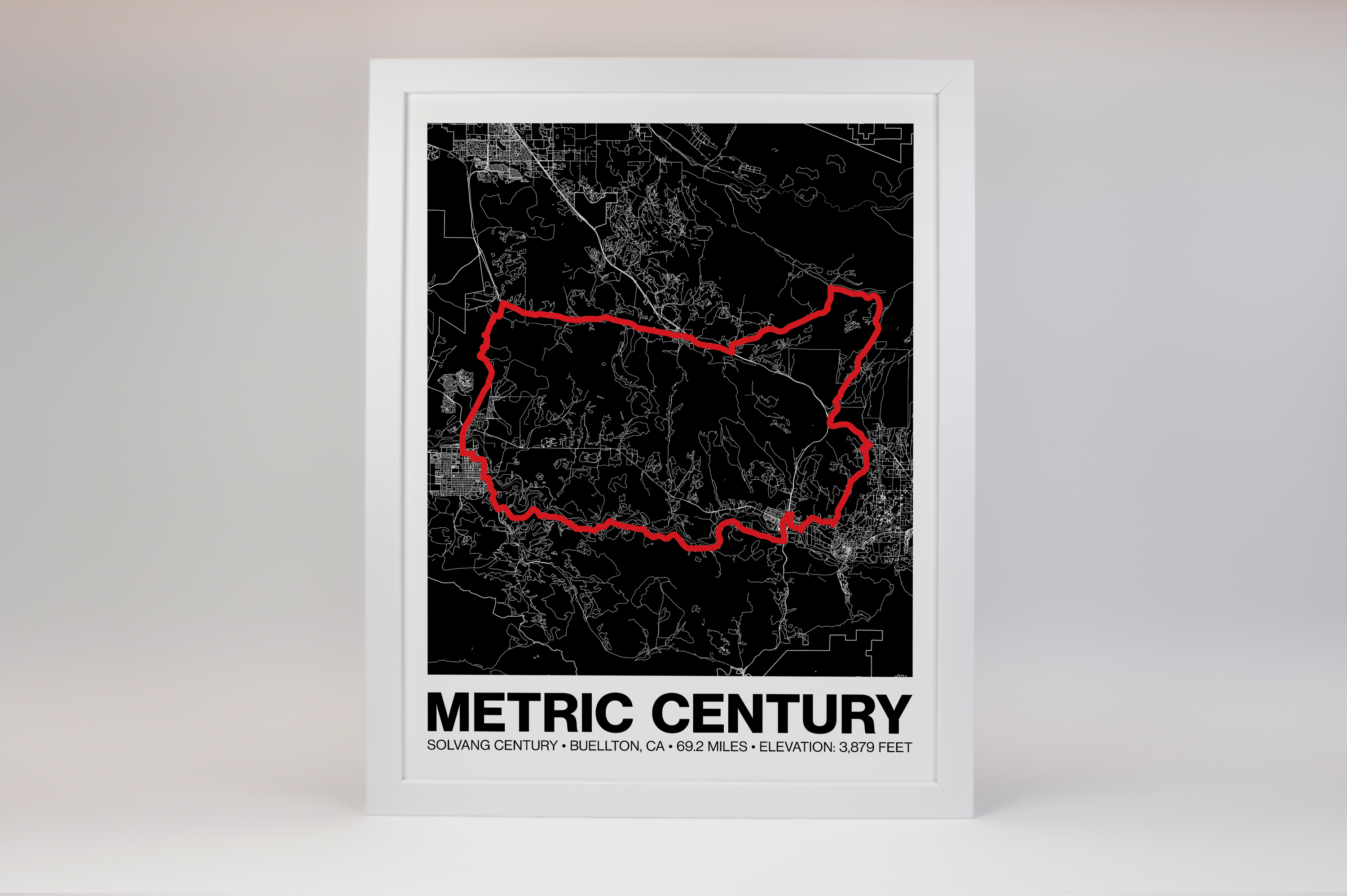 Solvang Metric Century Route Poster - Grid Style