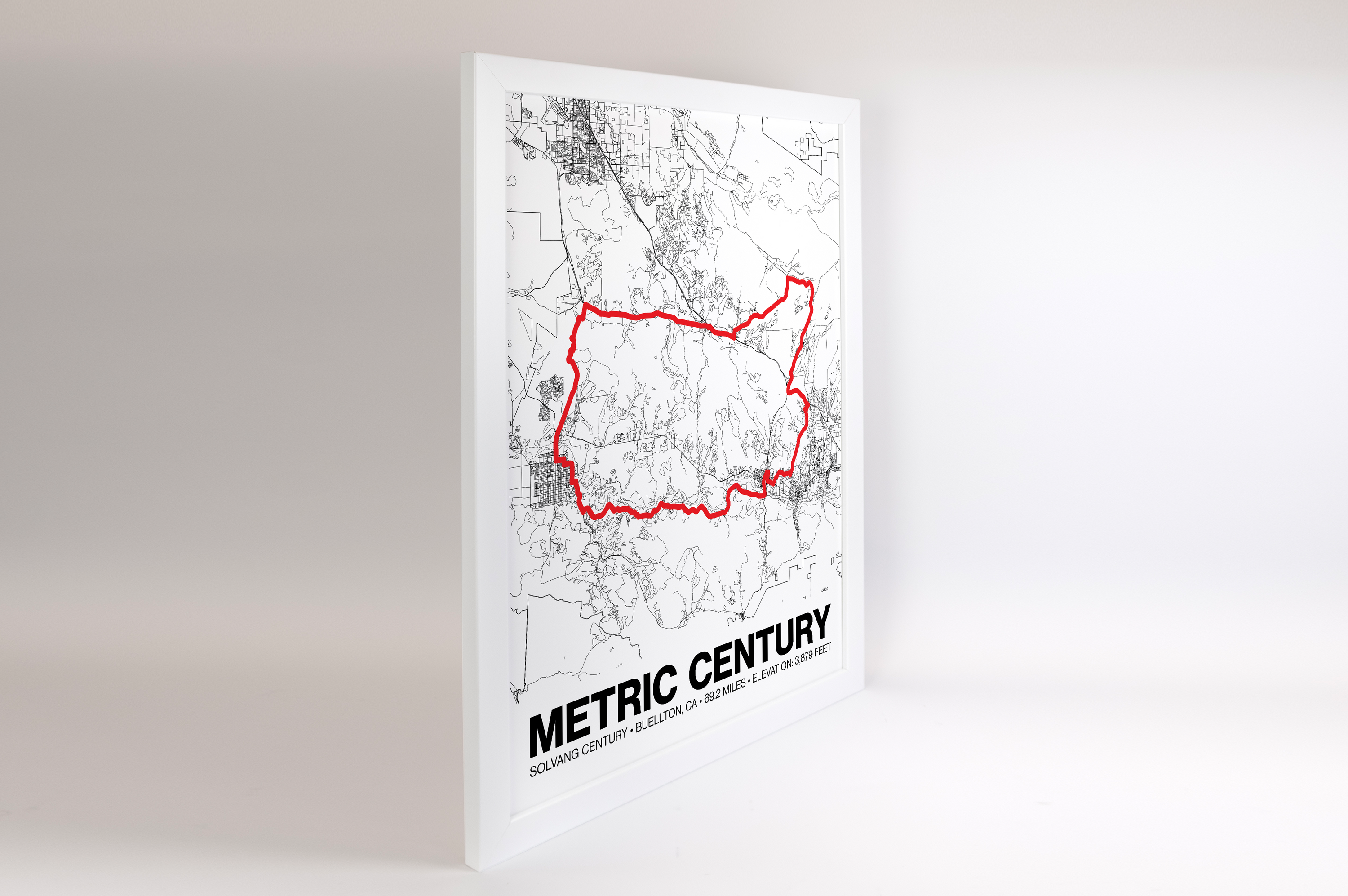 Solvang Metric Century Route Poster - Grid Style
