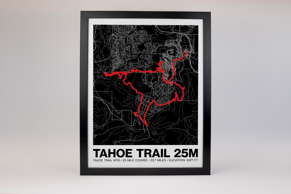 Tahoe Trail MTB 25 Mile Course Poster - Grid Style