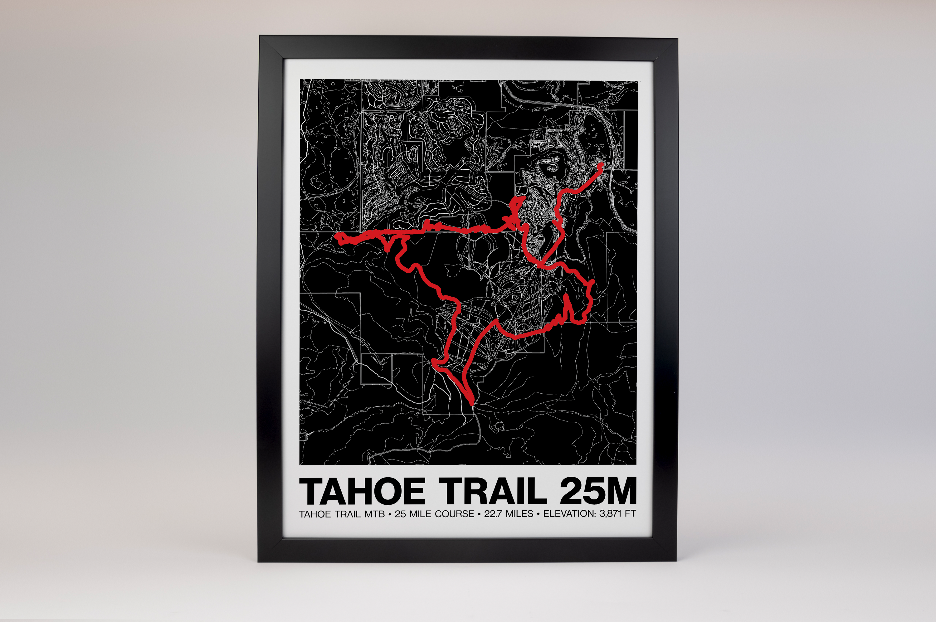 Tahoe Trail MTB 25 Mile Course Poster - Grid Style