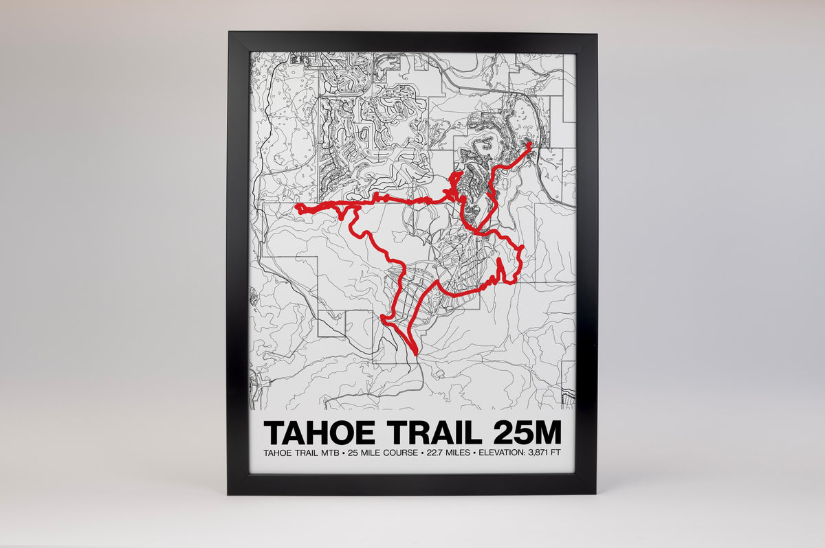 Tahoe Trail MTB 25 Mile Course Poster - Grid Style
