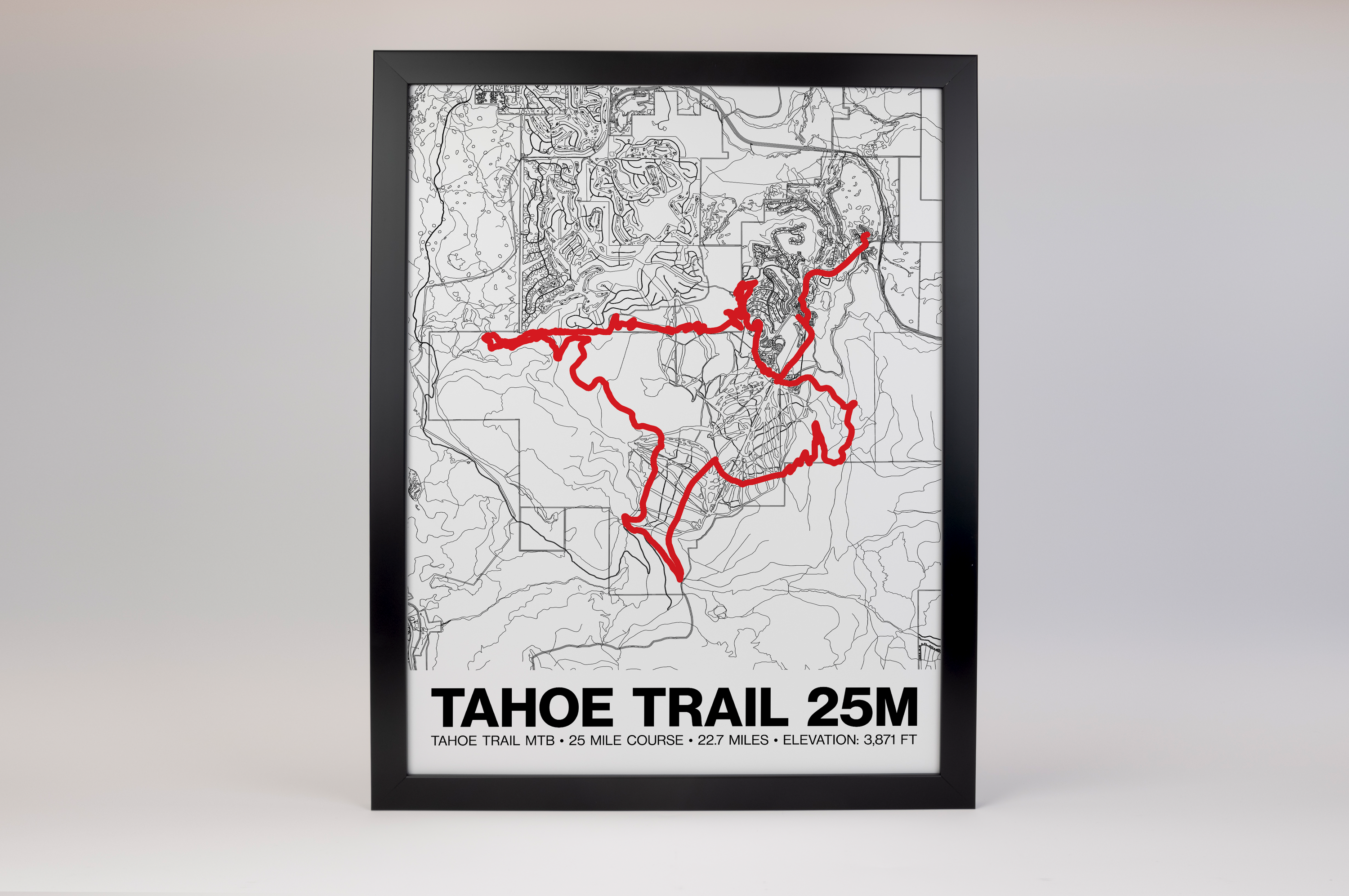Tahoe Trail MTB 25 Mile Course Poster - Grid Style