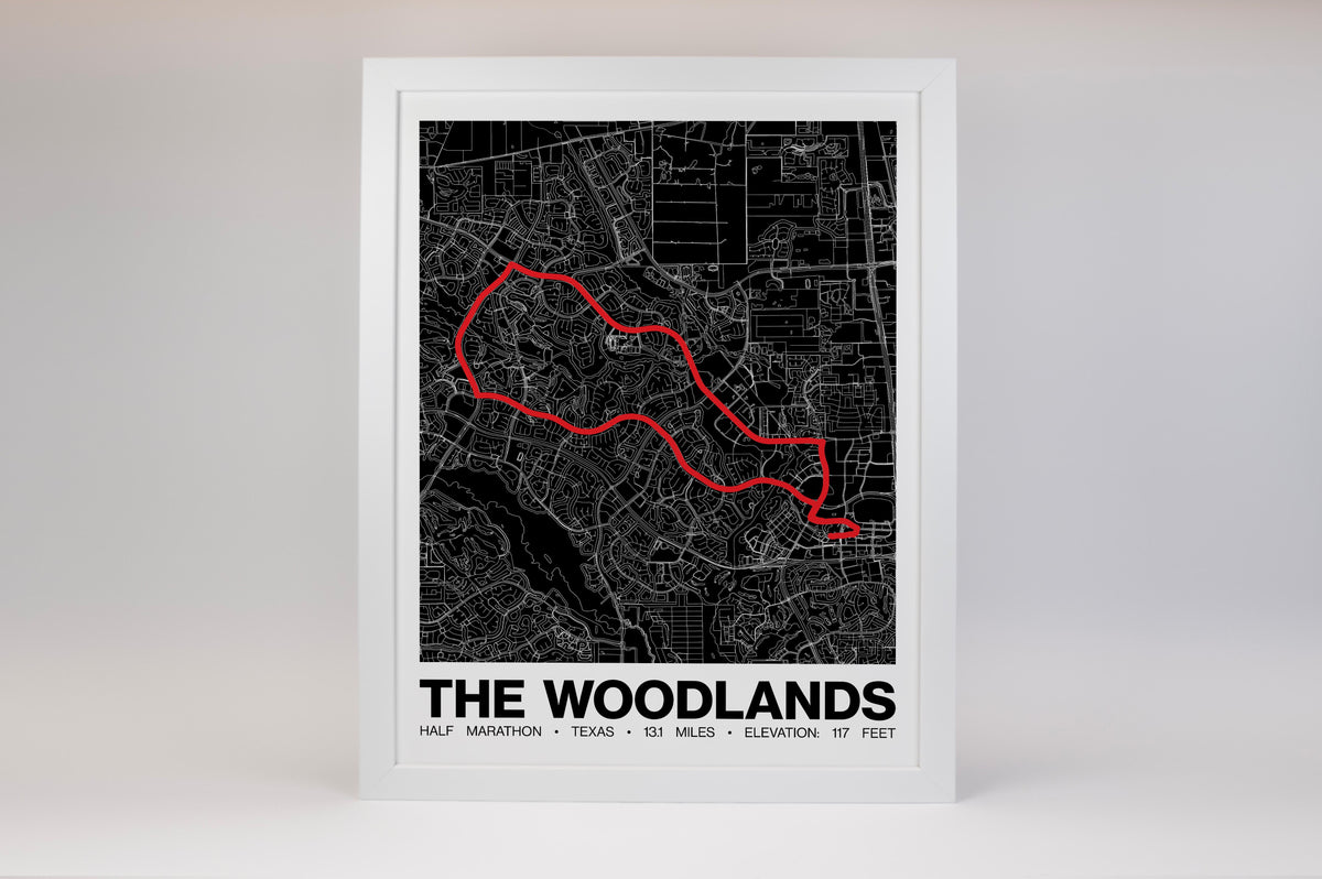 The Woodlands Half Marathon Poster - Grid Style