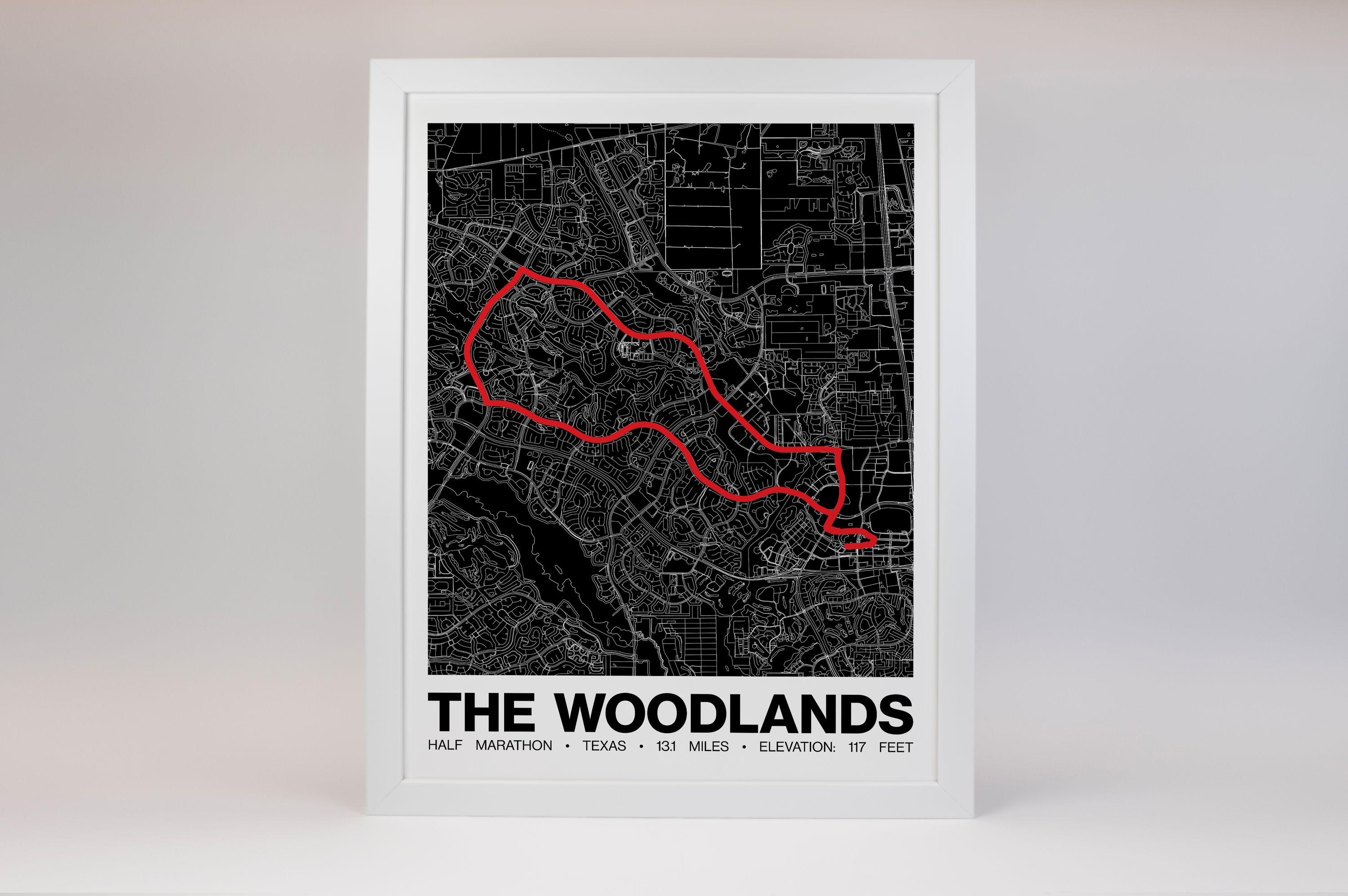 The Woodlands Half Marathon Poster - Grid Style