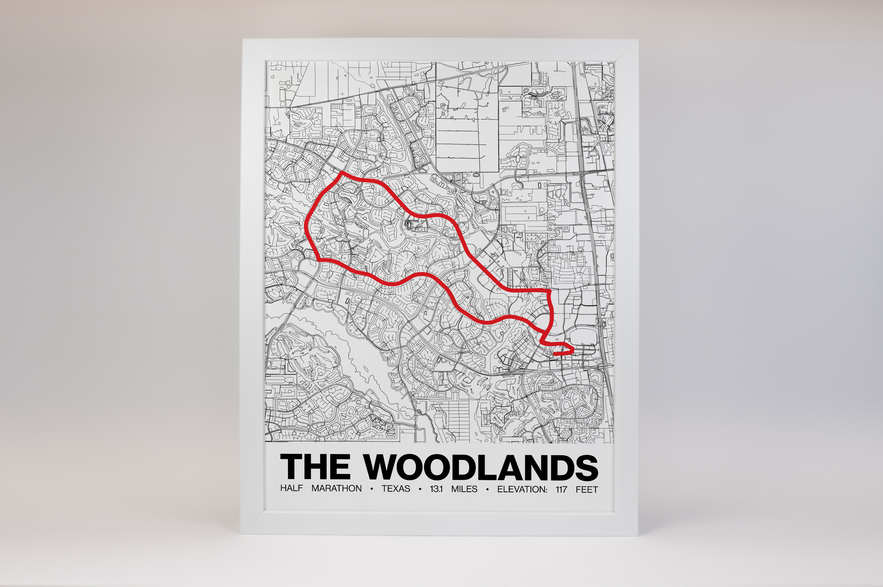 The Woodlands Half Marathon Poster - Grid Style