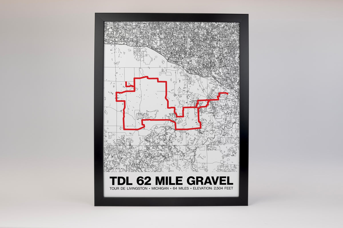 Tour de Livingston 62 Mile Gravel Poster - Grid Style