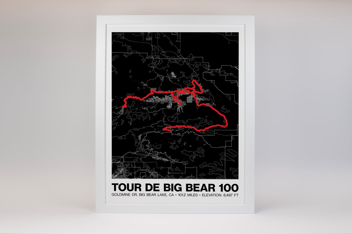 Tour de Big Bear 100 Mile Road Ride Poster - Grid Style