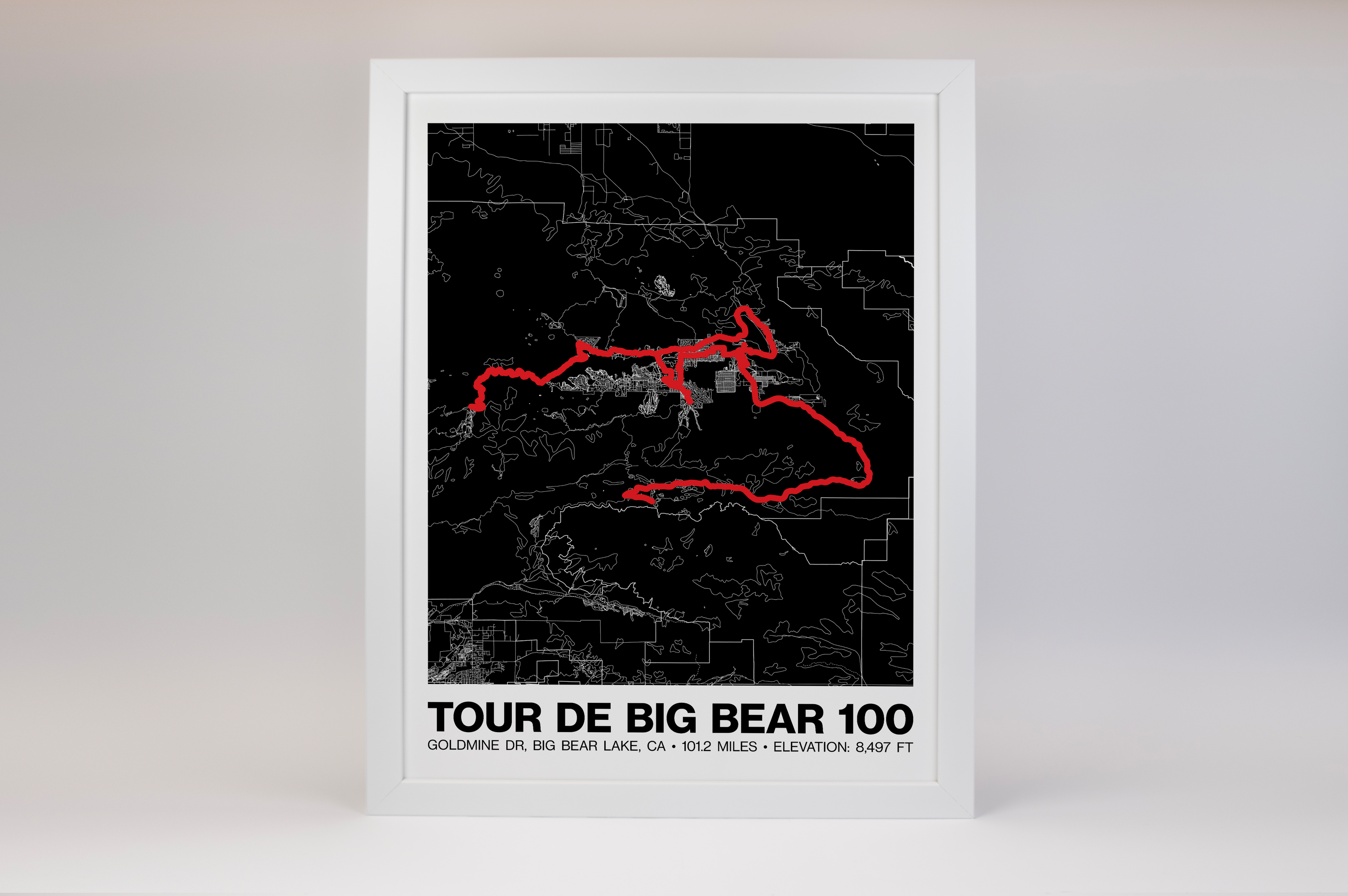 Tour de Big Bear 100 Mile Road Ride Poster - Grid Style