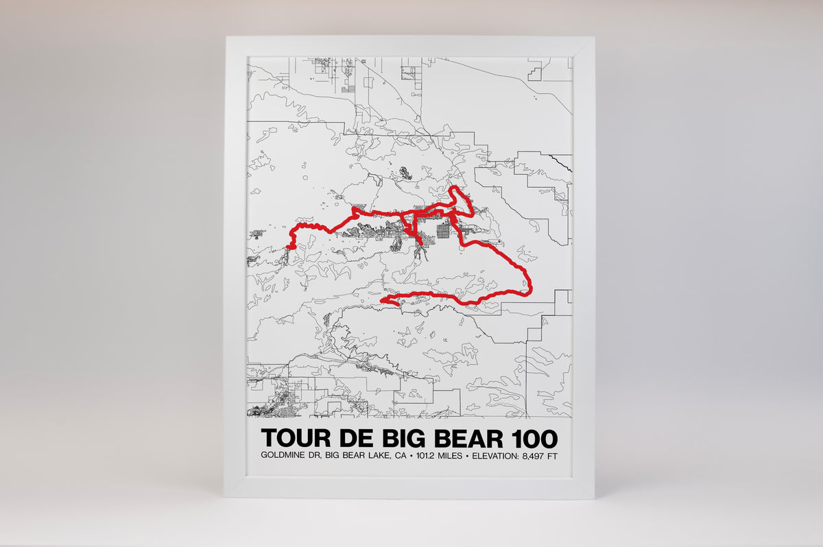 Tour de Big Bear 100 Mile Road Ride Poster - Grid Style