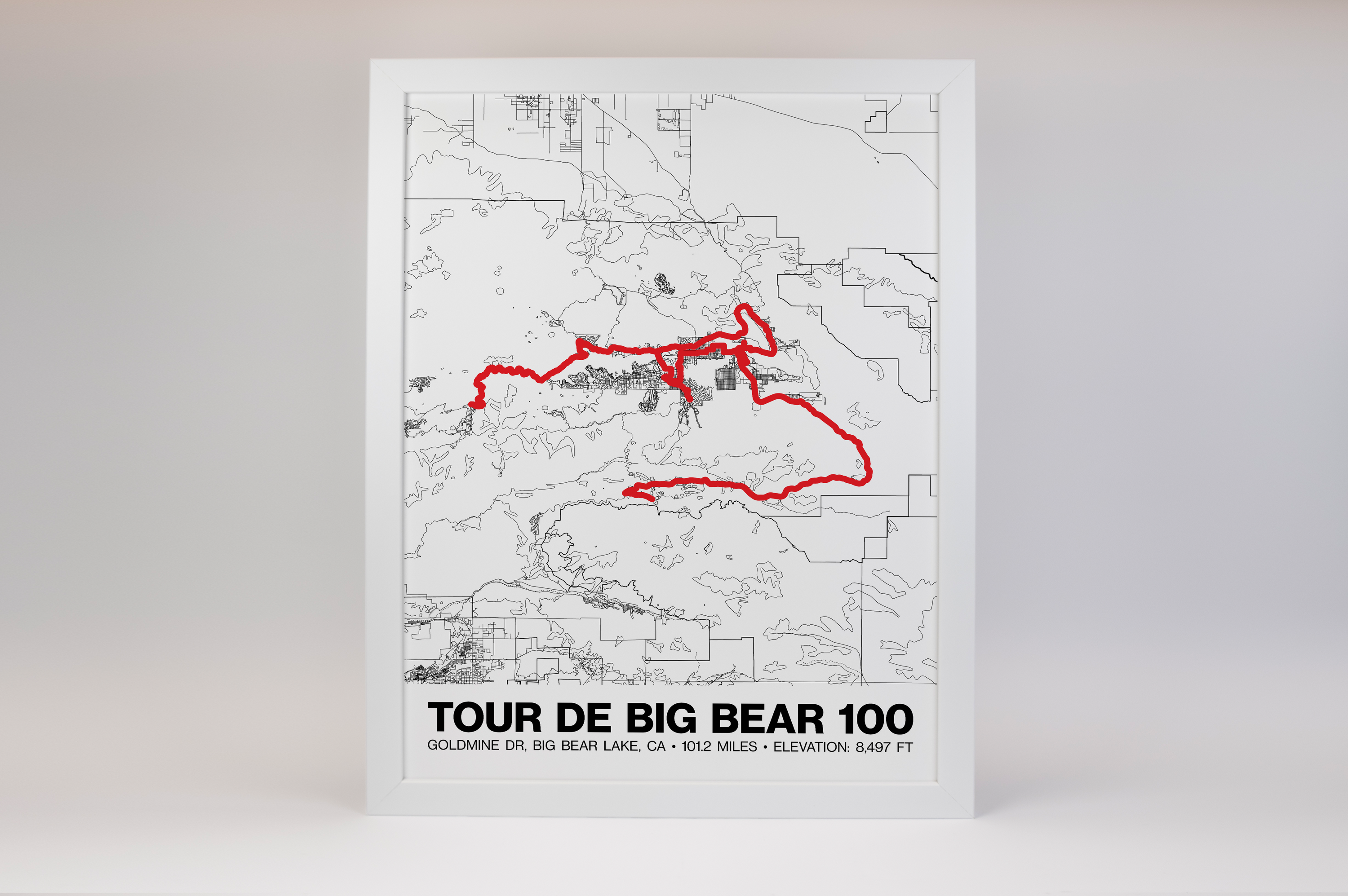 Tour de Big Bear 100 Mile Road Ride Poster - Grid Style