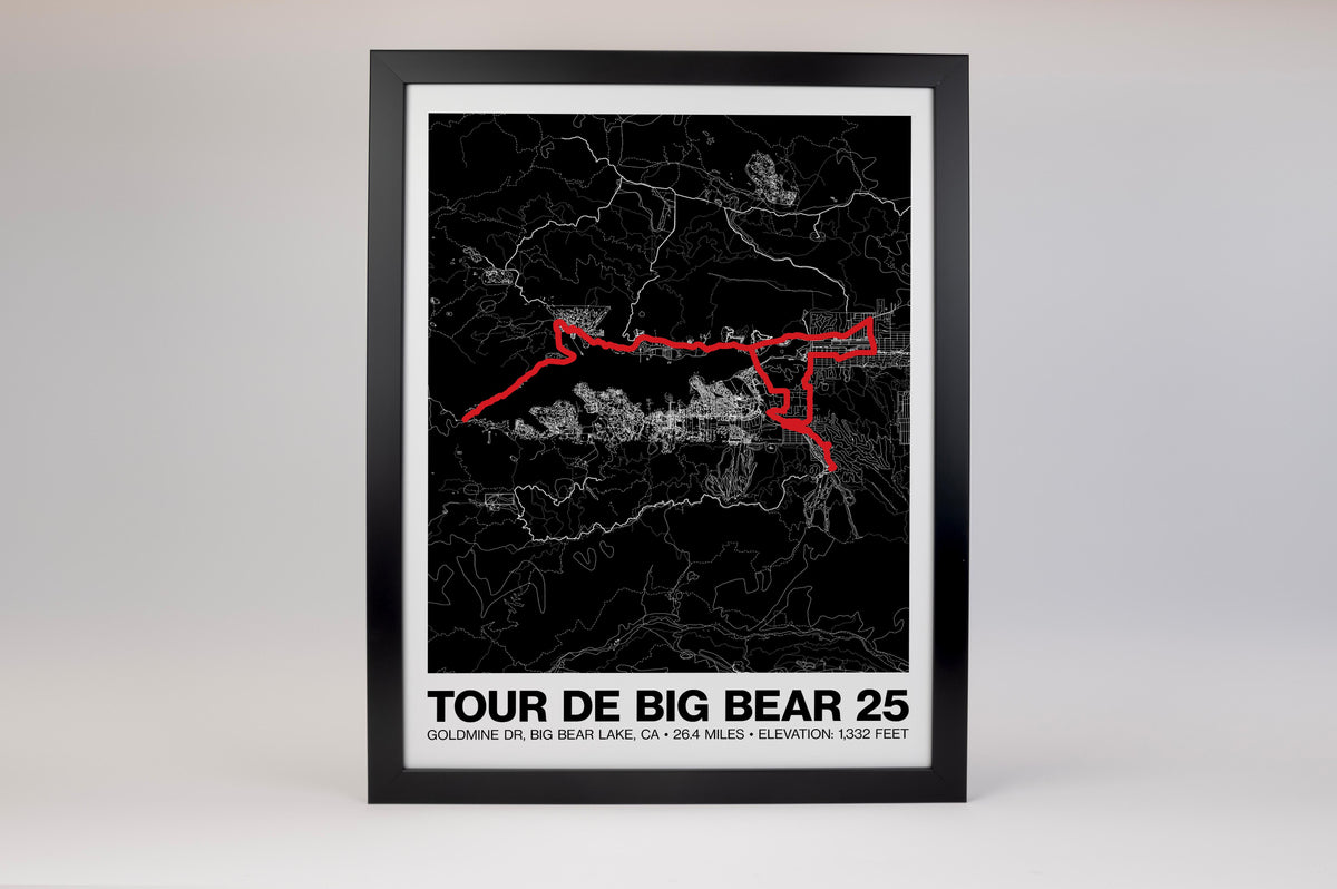 Tour de Big Bear 25 Mile Road Ride Poster - Grid Style
