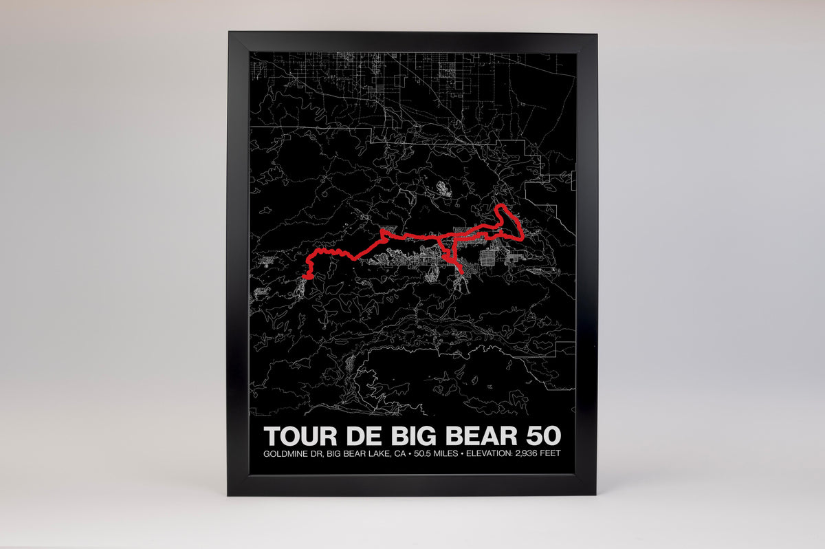 Tour de Big Bear 50 Mile Road Ride Poster - Grid Style