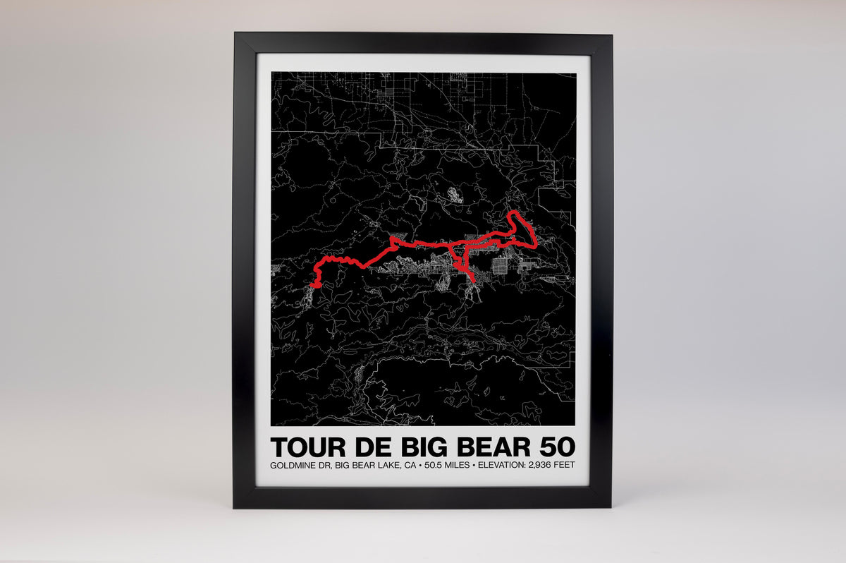Tour de Big Bear 50 Mile Road Ride Poster - Grid Style