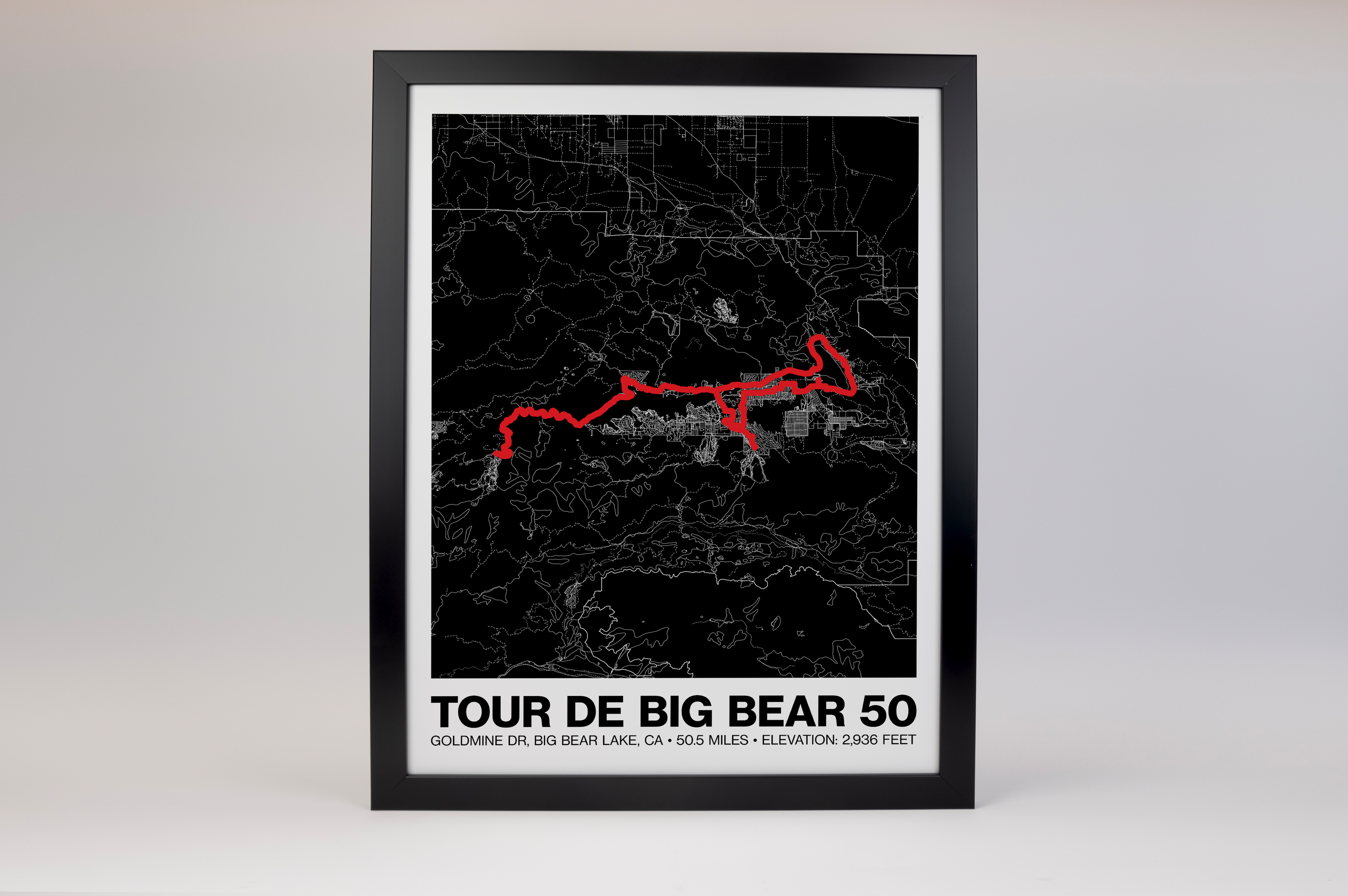 Tour de Big Bear 50 Mile Road Ride Poster - Grid Style