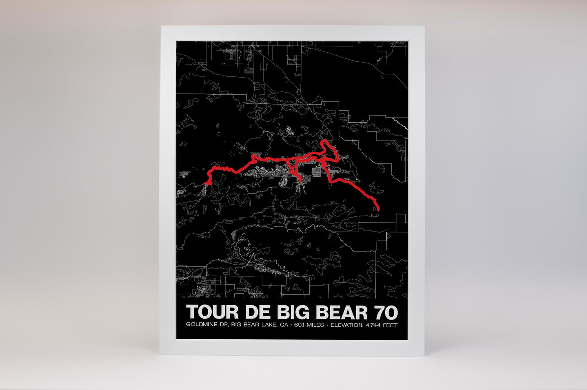 Tour de Big Bear 70 Mile Road Ride Poster - Grid Style