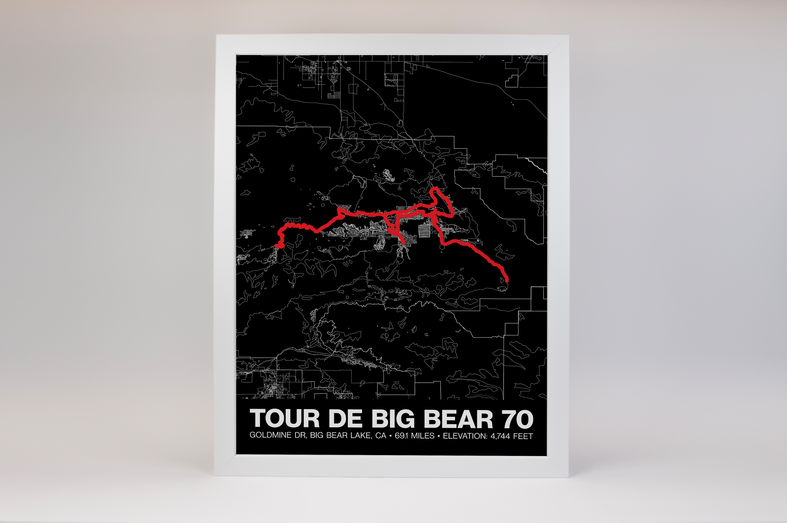 Tour de Big Bear 70 Mile Road Ride Poster - Grid Style