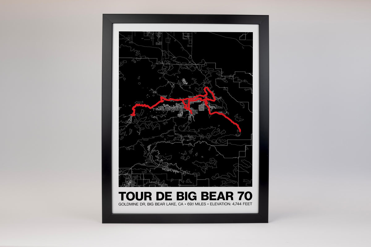 Tour de Big Bear 70 Mile Road Ride Poster - Grid Style