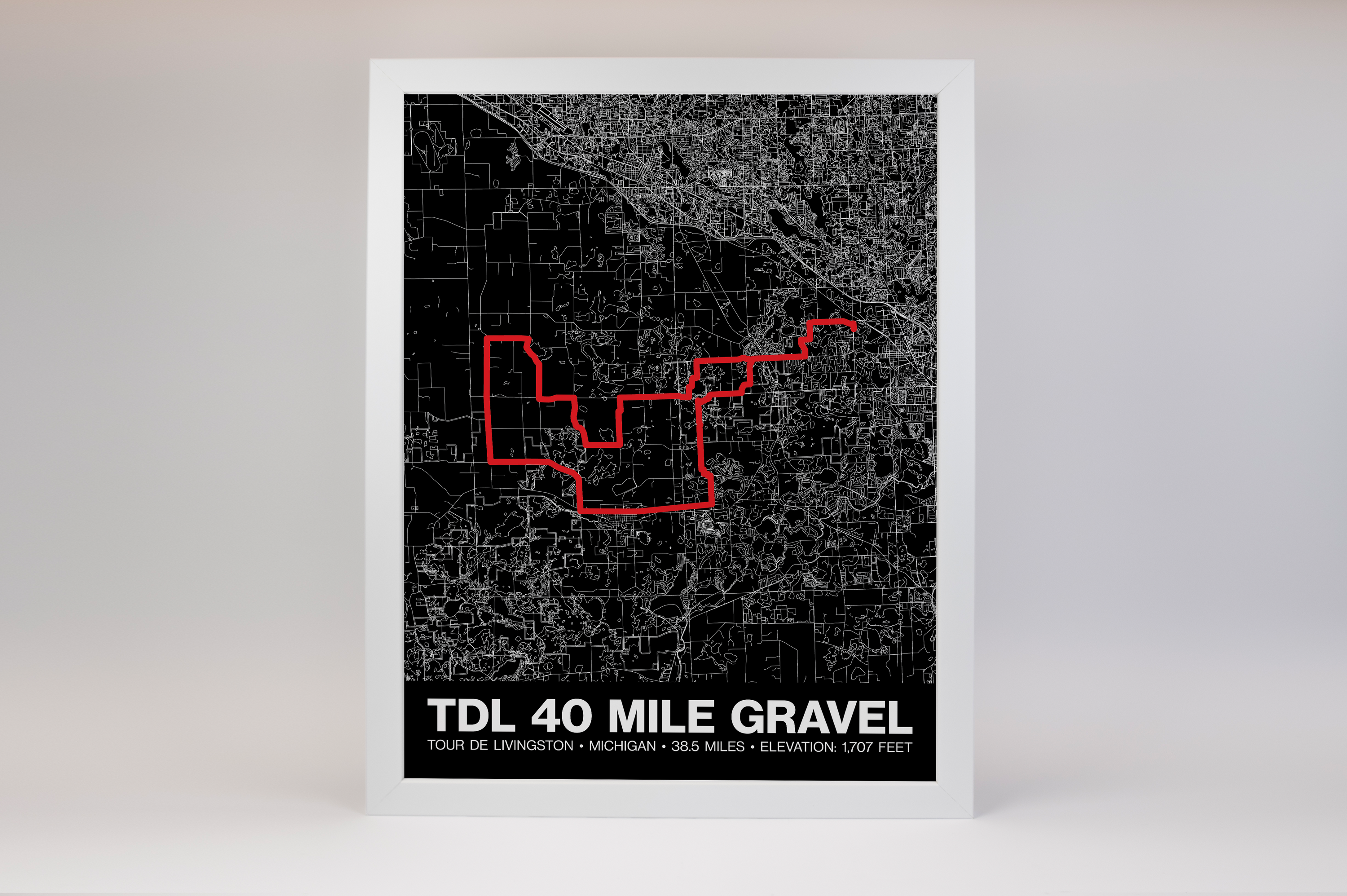 Tour de Livingston 40 Mile Gravel Poster - Grid Style