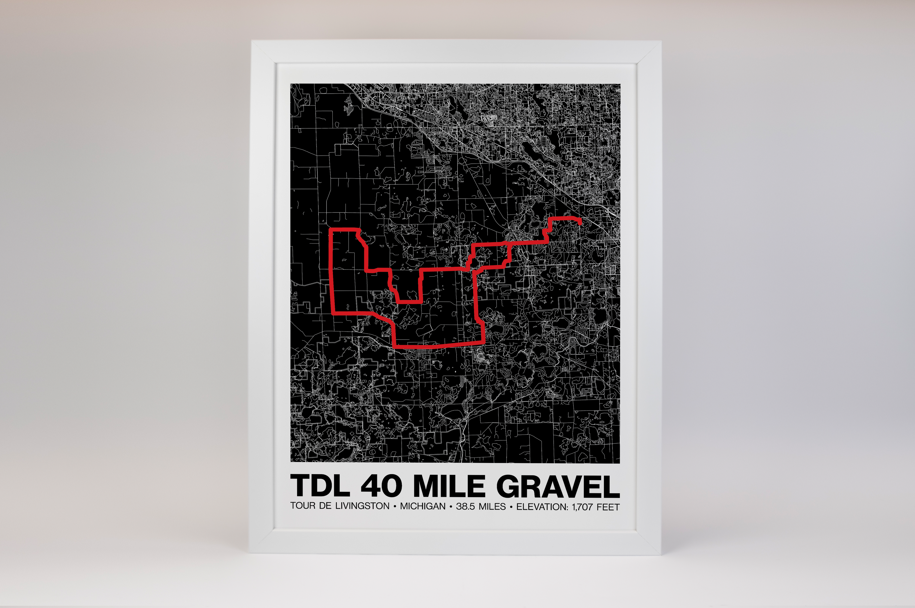 Tour de Livingston 40 Mile Gravel Poster - Grid Style