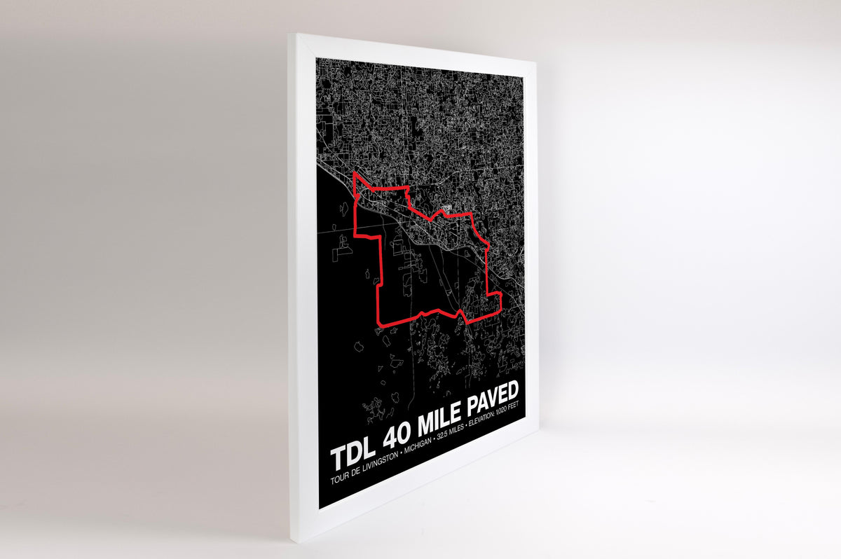 Tour de Livingston 40 Mile Paved Poster - Grid Style