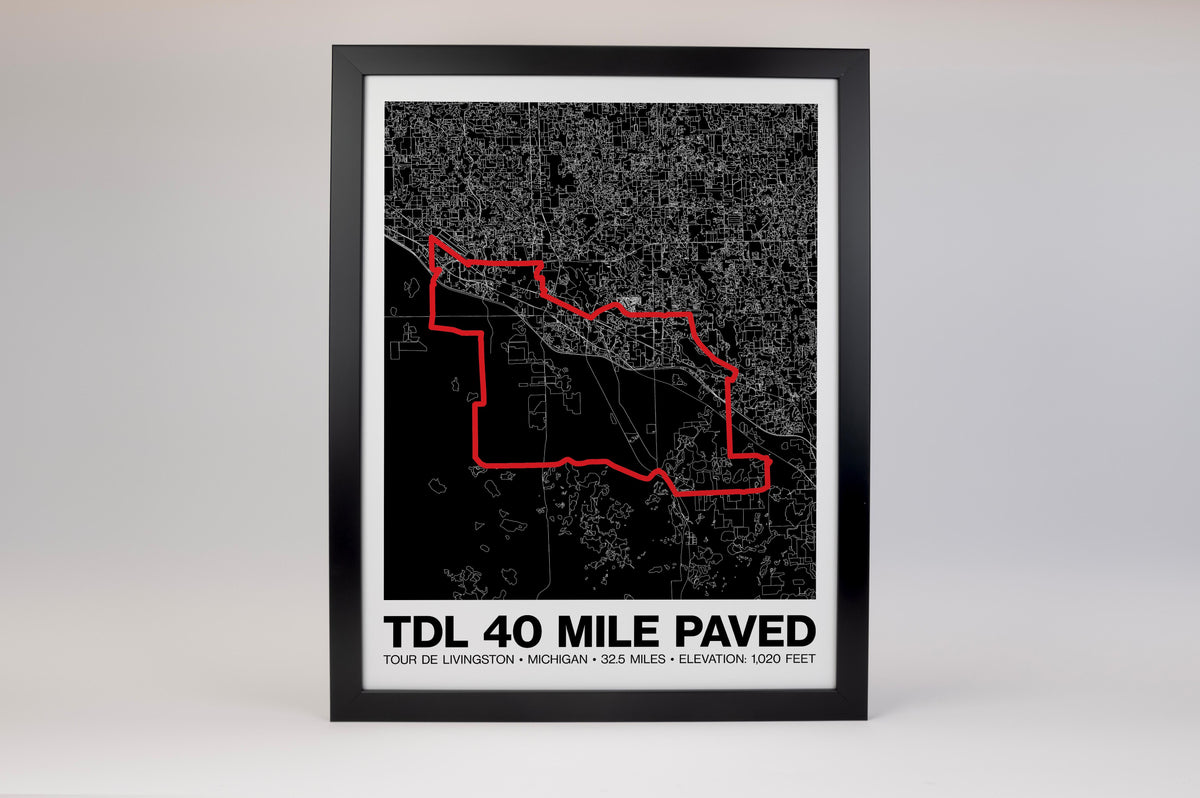 Tour de Livingston 40 Mile Paved Poster - Grid Style