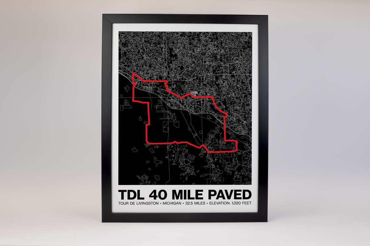 Tour de Livingston 40 Mile Paved Poster - Grid Style