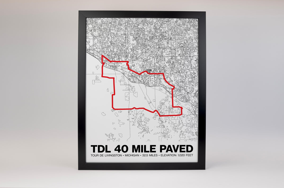 Tour de Livingston 40 Mile Paved Poster - Grid Style