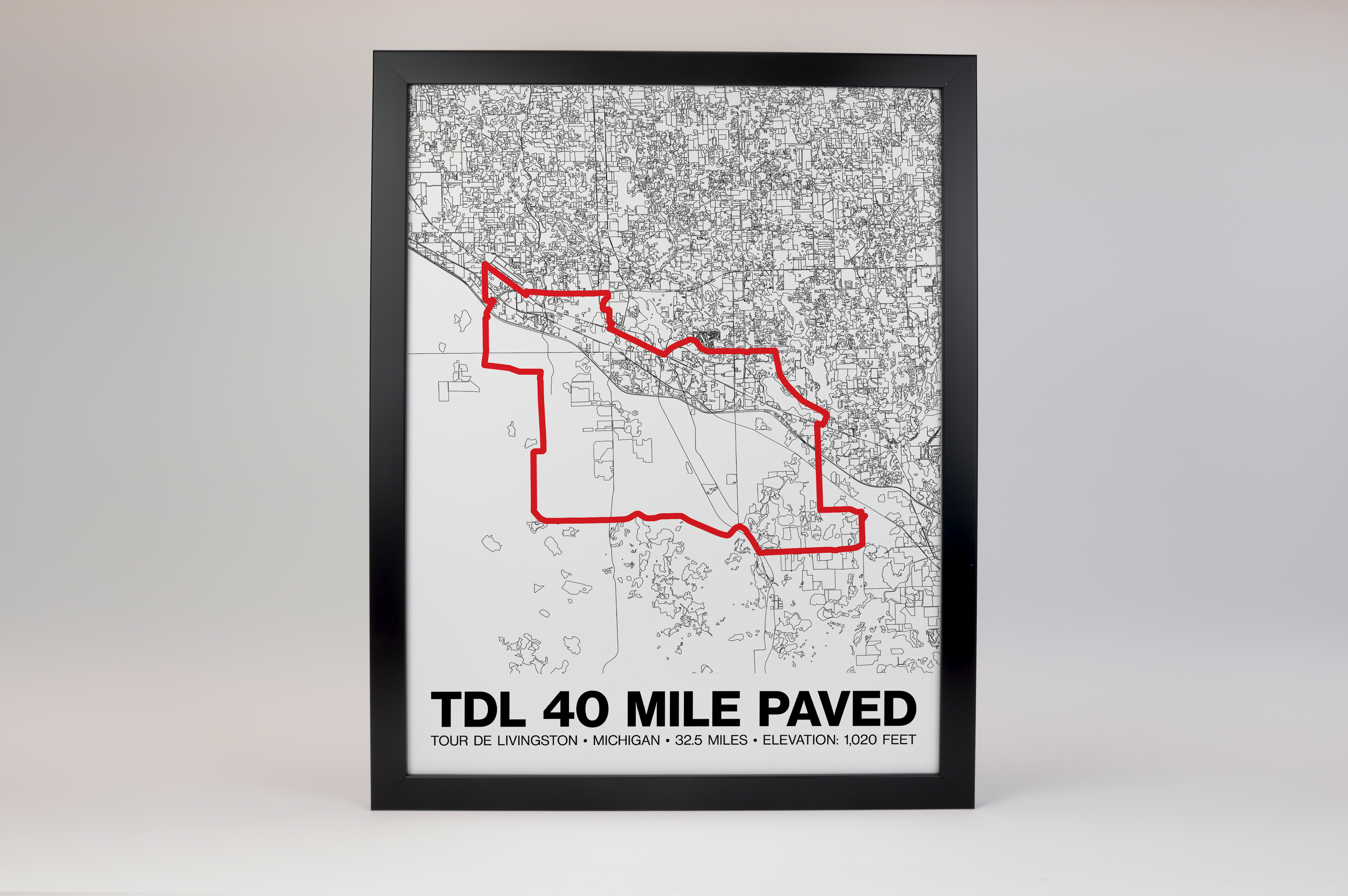 Tour de Livingston 40 Mile Paved Poster - Grid Style