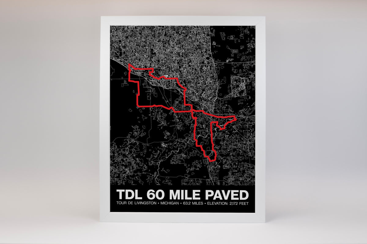 Tour de Livingston 60 Mile Paved Poster - Grid Style