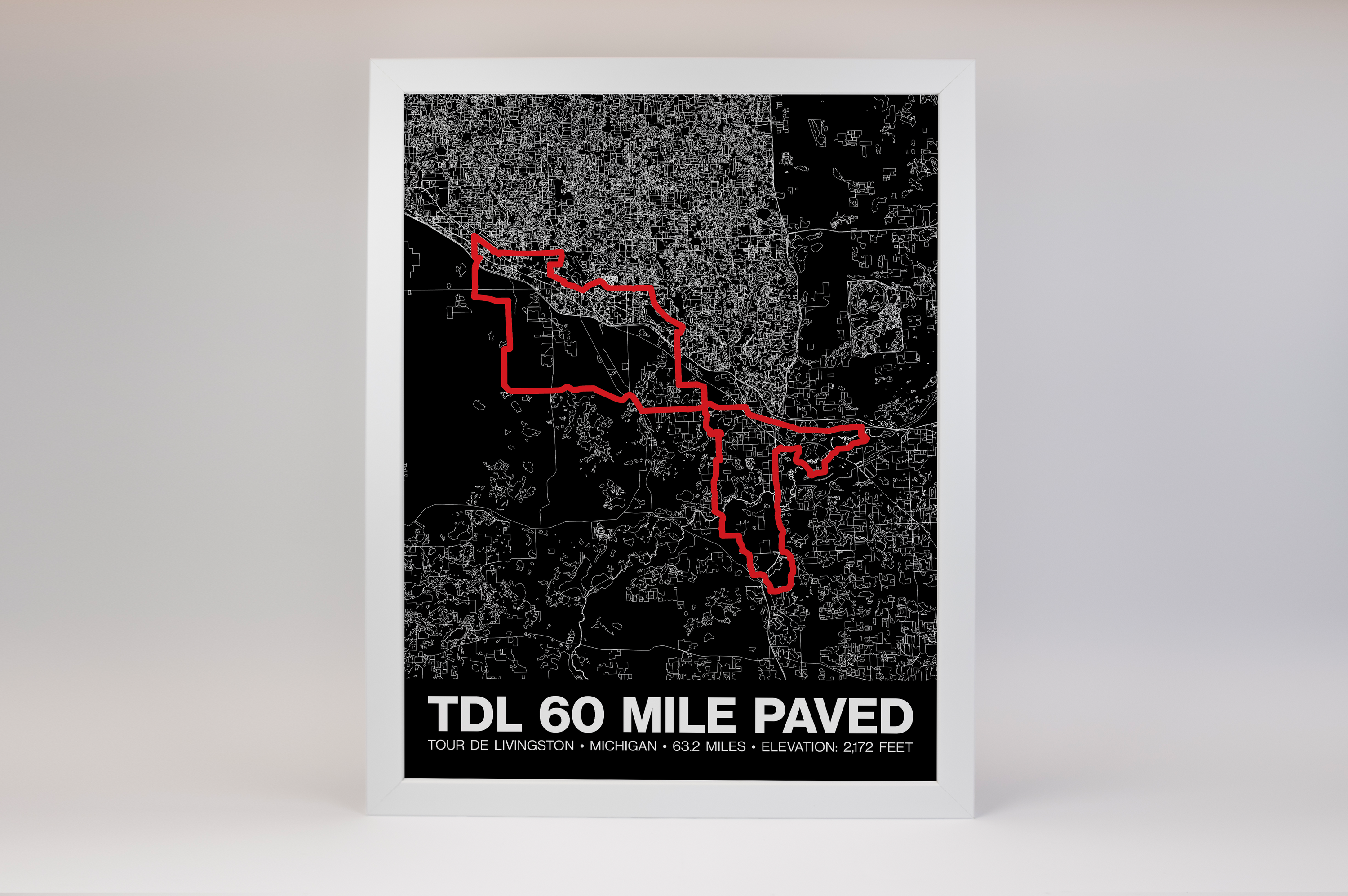 Tour de Livingston 60 Mile Paved Poster - Grid Style
