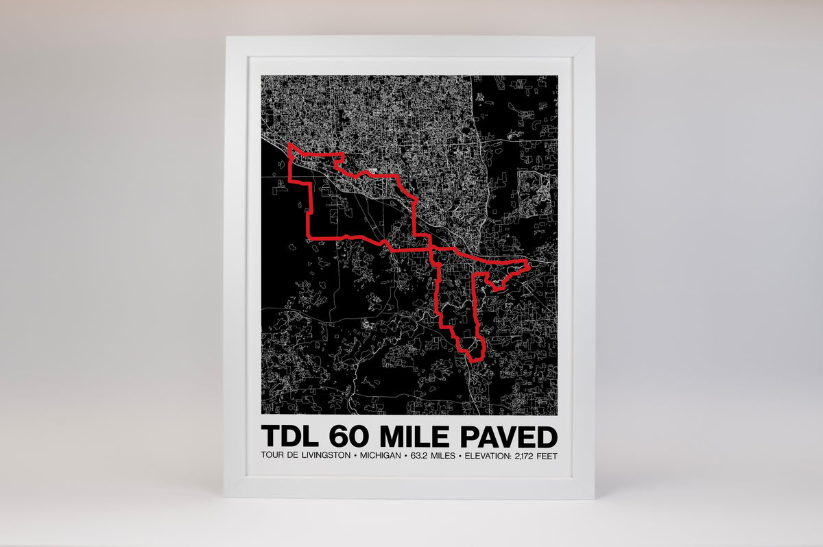 Tour de Livingston 60 Mile Paved Poster - Grid Style